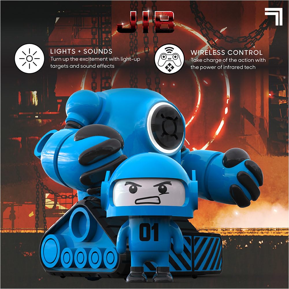 Sharper Image Zdalne sterowanie wyrzucające roboty bojowe Mecha Rivals RC Toy dla dzieci powyżej 8 lat, bezprzewodowa gra walki dla dwóch graczy ze światłami i dźwiękami, niebieski vs biały