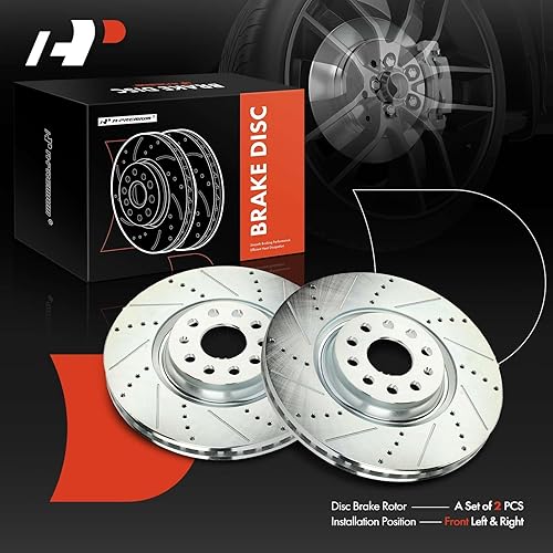 Miniatura 7 de A-Premium Rotores de freno de disco perforados y ranurados delanteros de 13.39 pulgadas (13.386 in) compatibles con los modelos Volkswagen y Audi