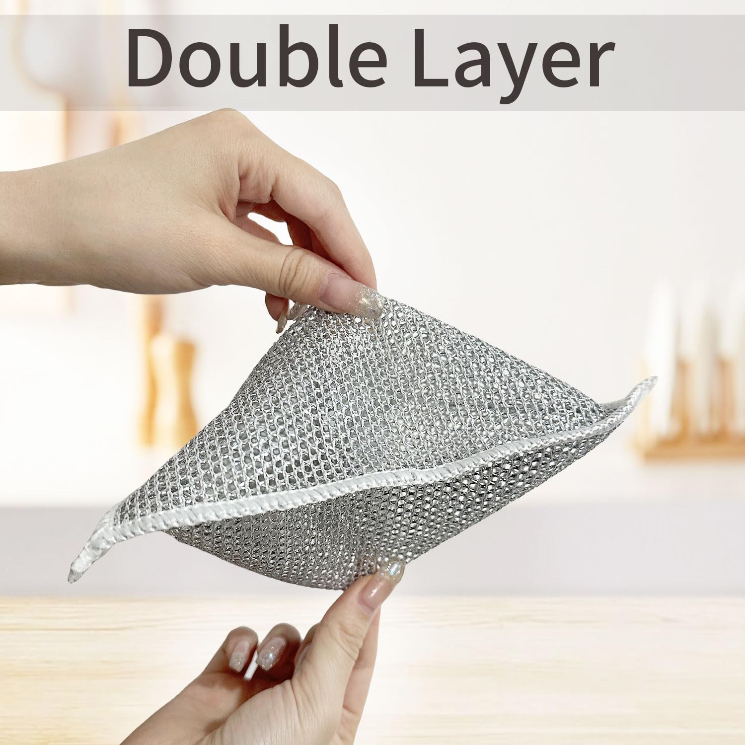 Trapos para lavar platos de doble capa, 8 unidades, paños de limpieza de alambre multiusos antiarañazos para uso húmedo y seco
