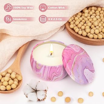 Candles Gift Set for Women, Aromatherapy Candles for Home Scented 4 Pack, 80 Hours Long Lasting, Womens Gifts for Christmas, Birthday, Valentines Day