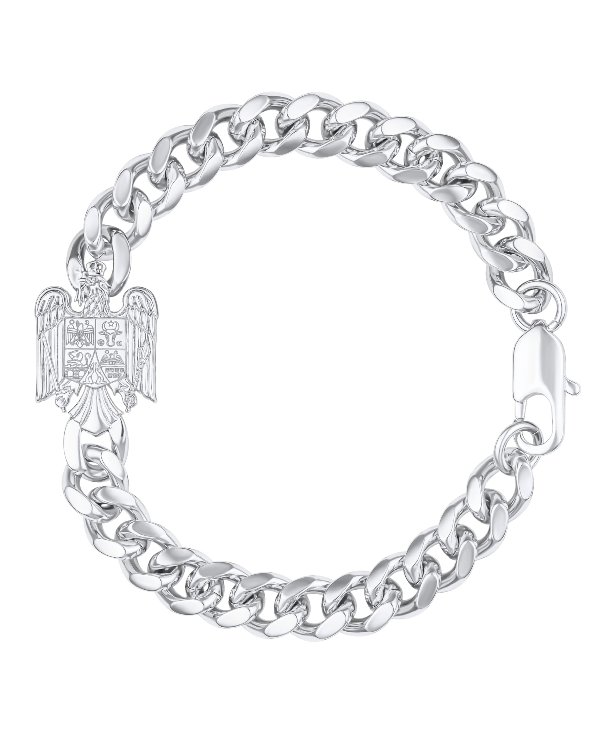 d'origine Romania, bracciale con stemma dell'aquila rumeno, collana con aquila, gioielli rumeni, stemma rumeno da uomo