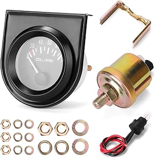 mewmewcat Medidor De Pressão Do Óleo Automotivo,Medidor de pressão de óleo automotivo Remontando Instrumento de pressão de óleo automotivo de 52 mm Medidor de pressão de óleo 0~100 PSI com sensores