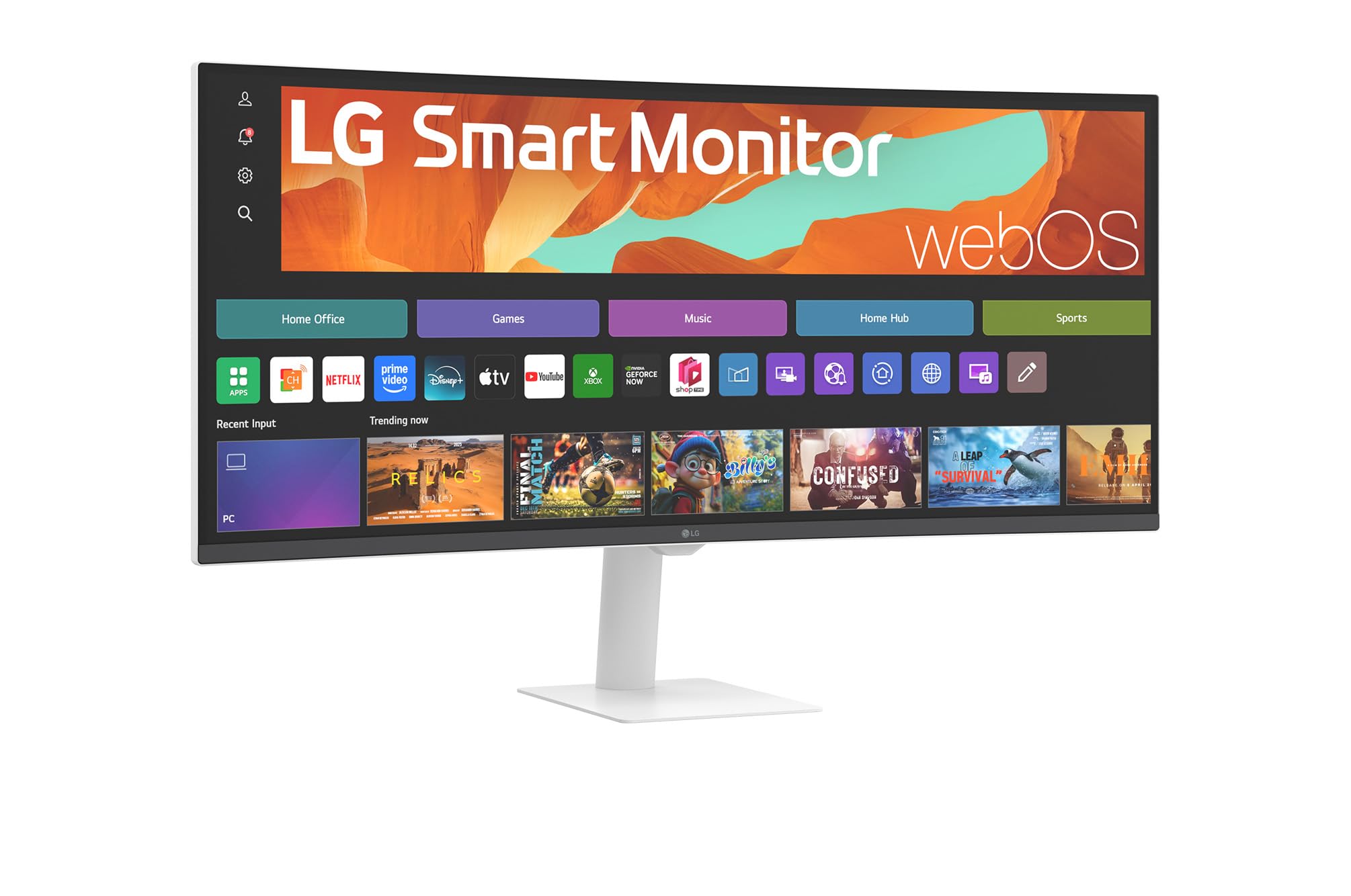 LG Smart Monitor 34U601SA-W 34 Pouces incurvé - Dalle VA résolution QHD (3440 x 1440), 5ms GtG 100Hz, HDR 10, sRGB 99% (CIE1931), inclinable