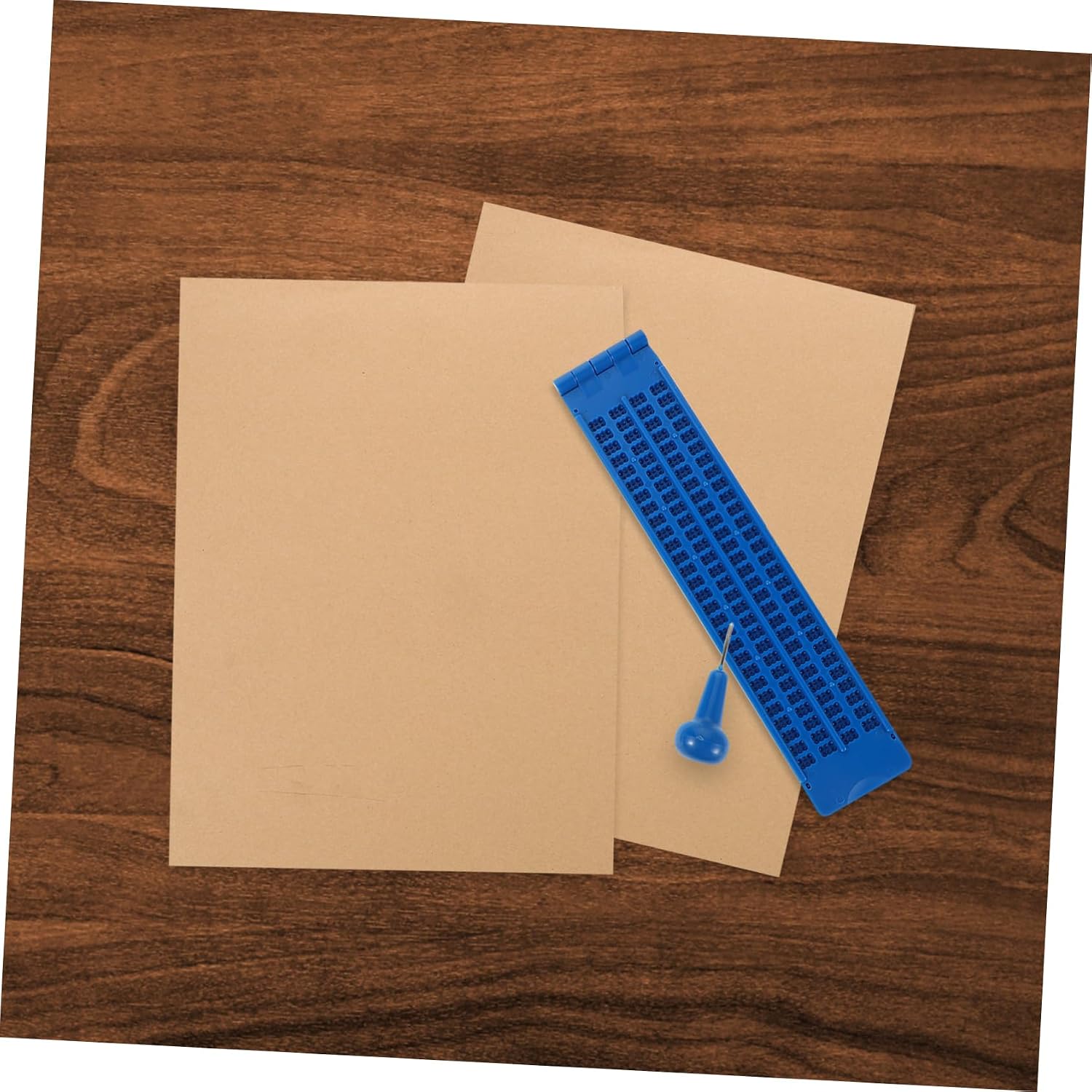 CALLARON Braille Writing Tool with Stylus Cell Tactile Board for Blind Education and Practice Braille Learning Aid for Schools and Training Centers with Paper