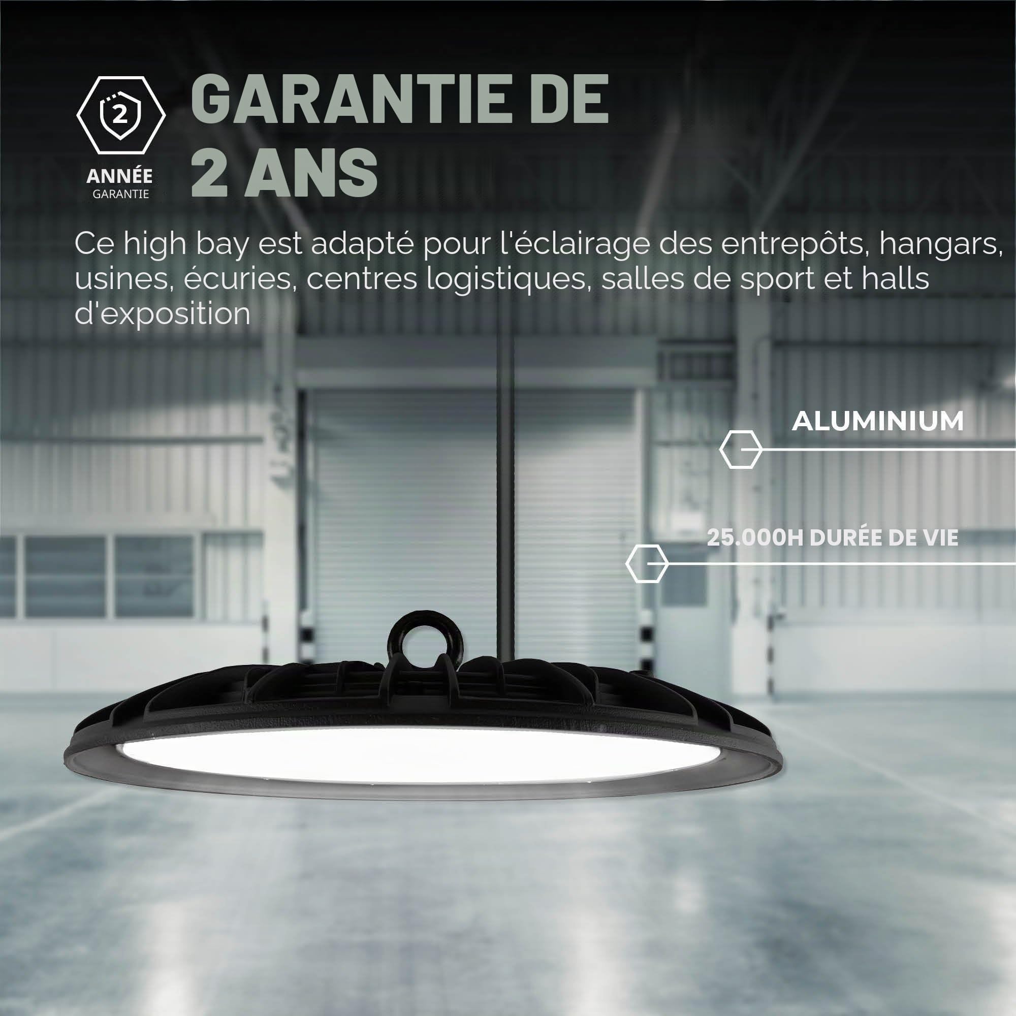 Ledvion High Bay LED Capteur 150W 6000K Dimmable IP65