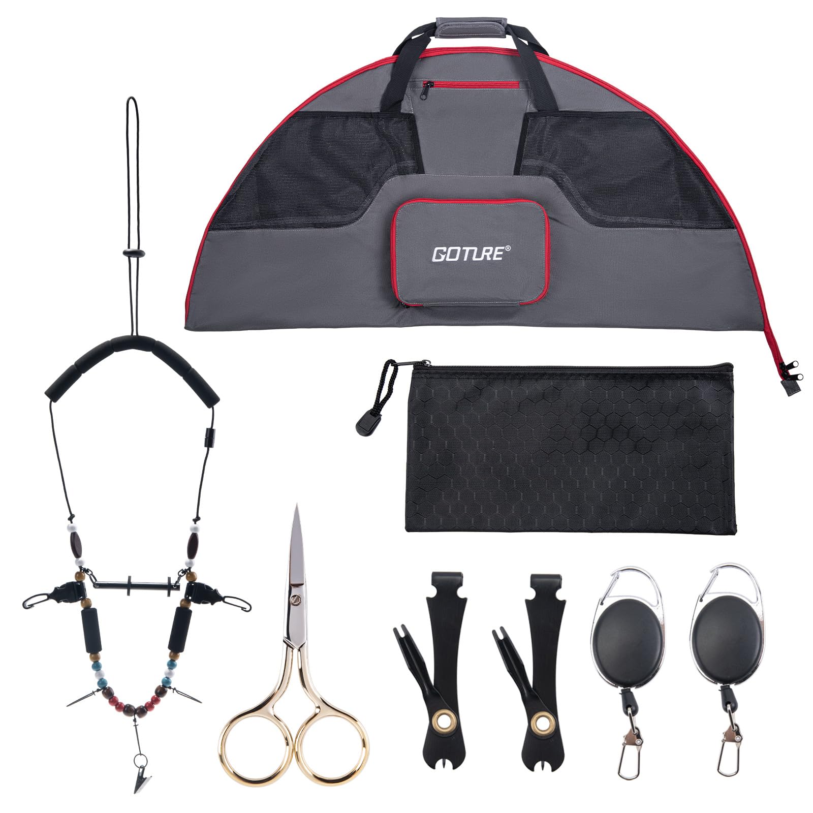 Goture Wader Bag for Fishing & Hunting, 40" Diameter Foldable Change Mat & Storage Bag, Heavy Duty 9*6D Oxford with Breathable Mesh for Waders & Boots, Included Fly Fishing Lanyard, Nippers, Scissors