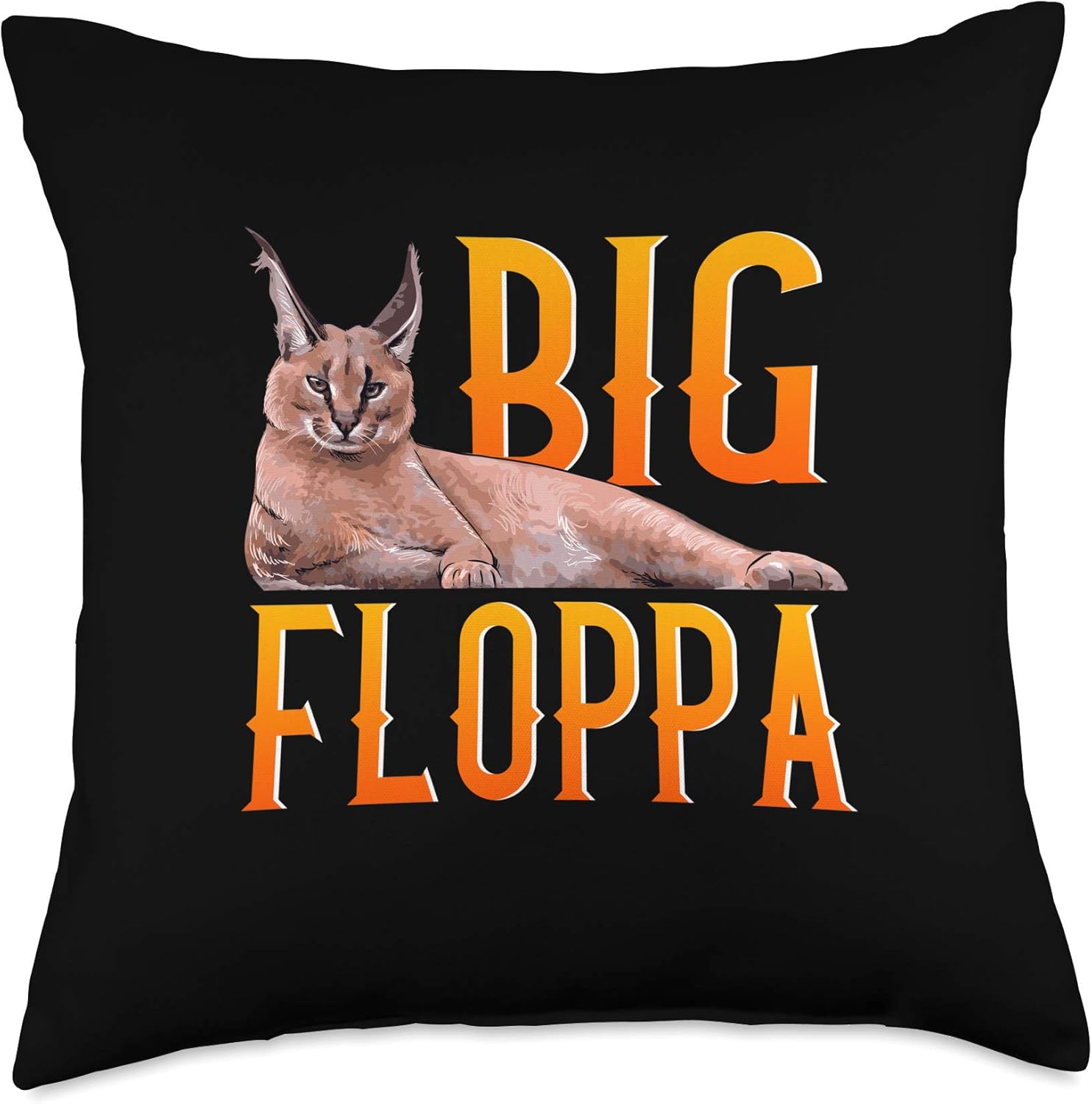 Big Floppa Meme Cute Caracal Cat Throw Pillow