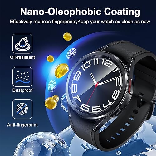 Miniatura 6 de Uyiton Paquete de 6 protectores de pantalla para Samsung Galaxy Watch 6 Classic de 1.693 in, antiarañazos, sin burbujas, ultrafino, de vidrio