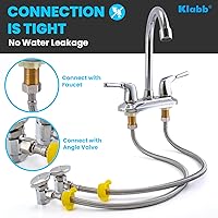 Vista 6 de Klabb Línea de suministro de grifo trenzado de acero inoxidable de 24 pulgadas, conector FIP de 1/2" x compresión de 3/8", conector de agua flexible