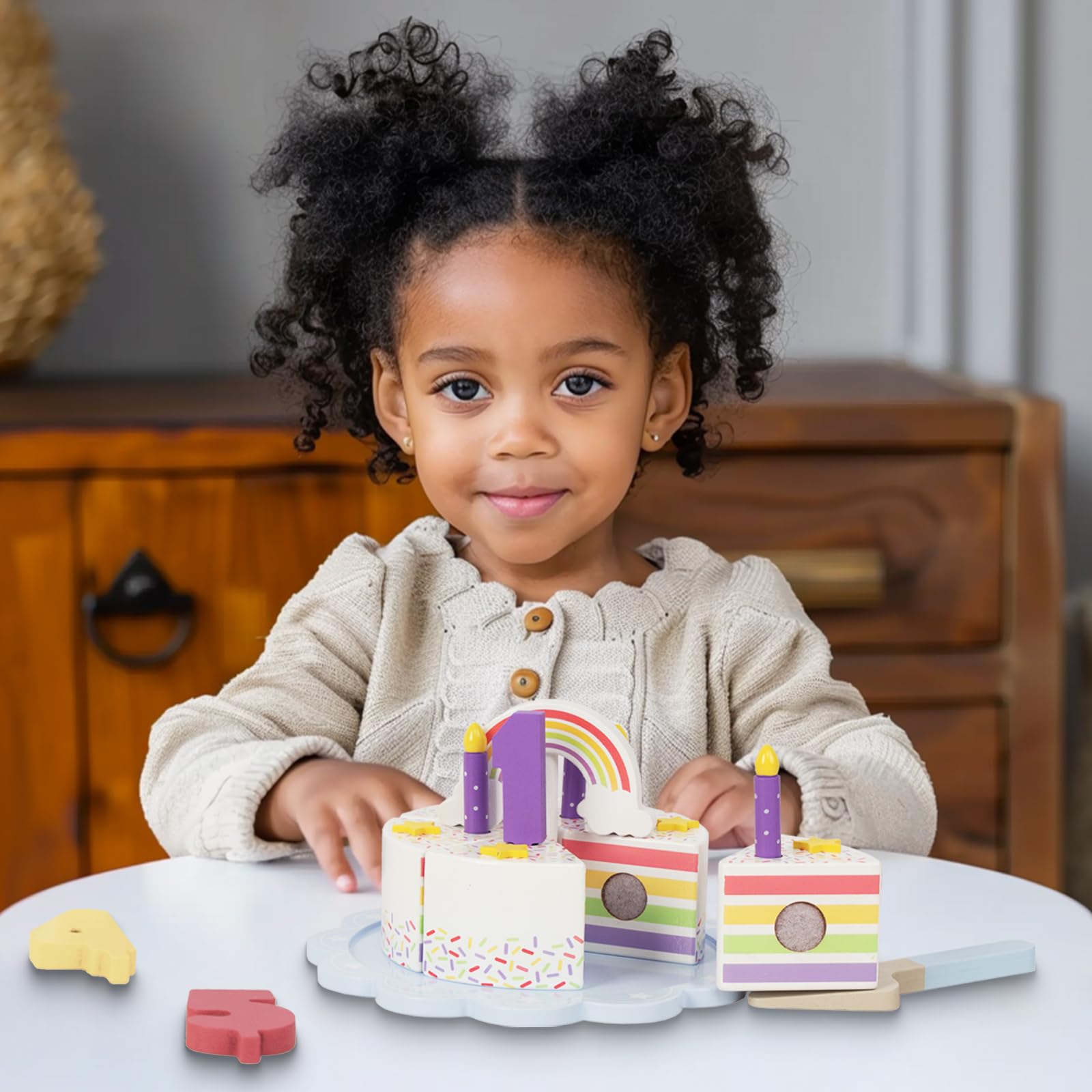 Juego De Comida De Juguete Para Niños Pequeños – Set De Alimentación Con Pastel, Cuchara Y Babero – Juguete Educativo Sensorial Para Aprendizaje Temprano