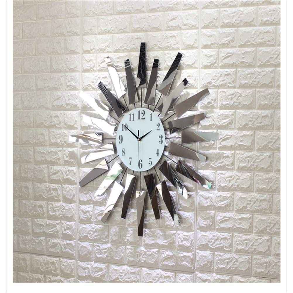 Horloge murale créative simple et asymétrique avec miroir de mode pour habiller le salon