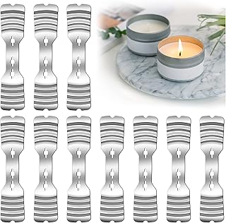 10pcs Metal Candle Wick Holders, Upgraded Candle Wick Centering Devices, Silver Stainless Steel Candle Wick Holder for Can...
