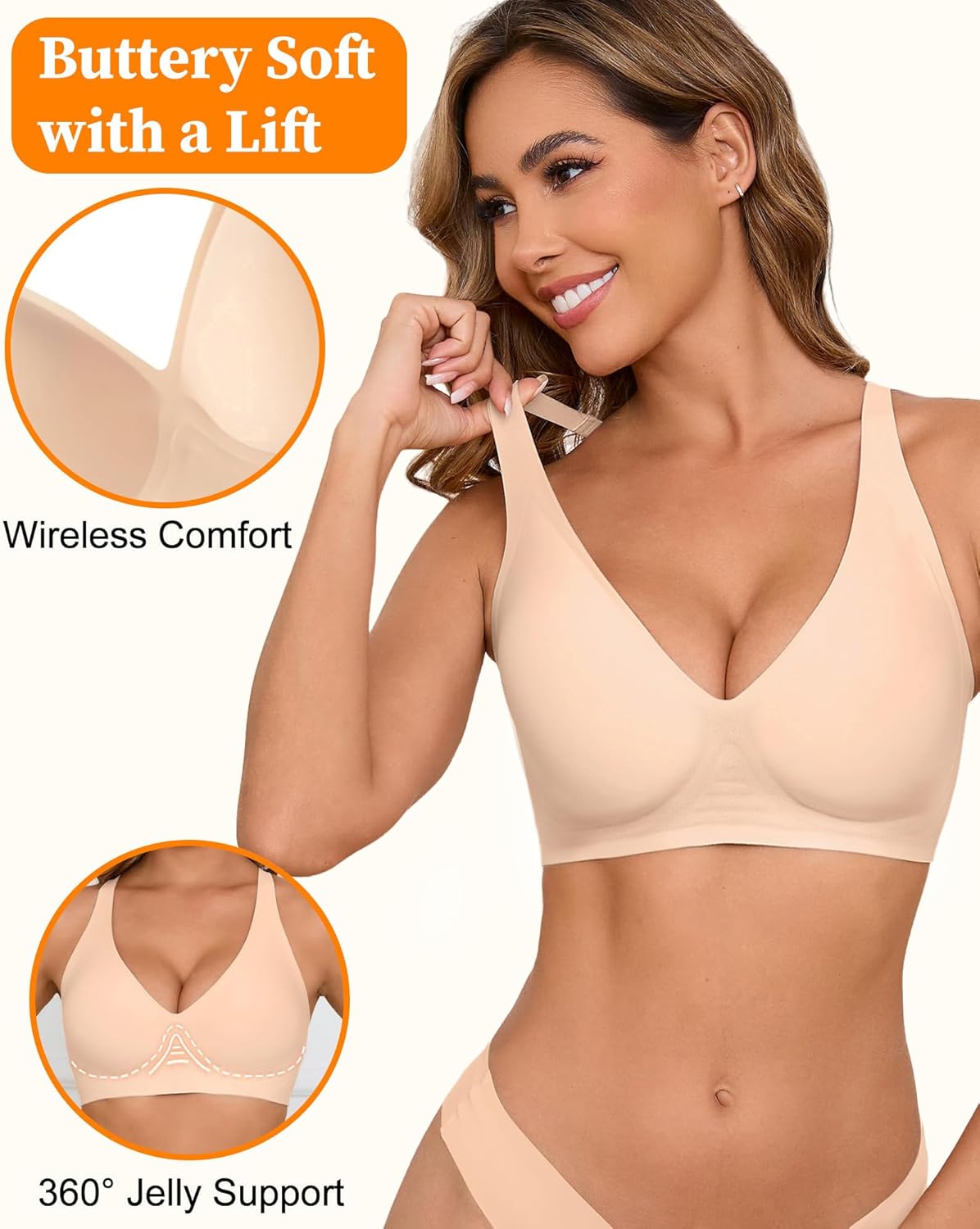 Womens Deep V Bras Wireless Comfortable Bra Supportive No Underwire Bras Tshirt Push Up Bralettes Plunge Seamless Bra - Image 4