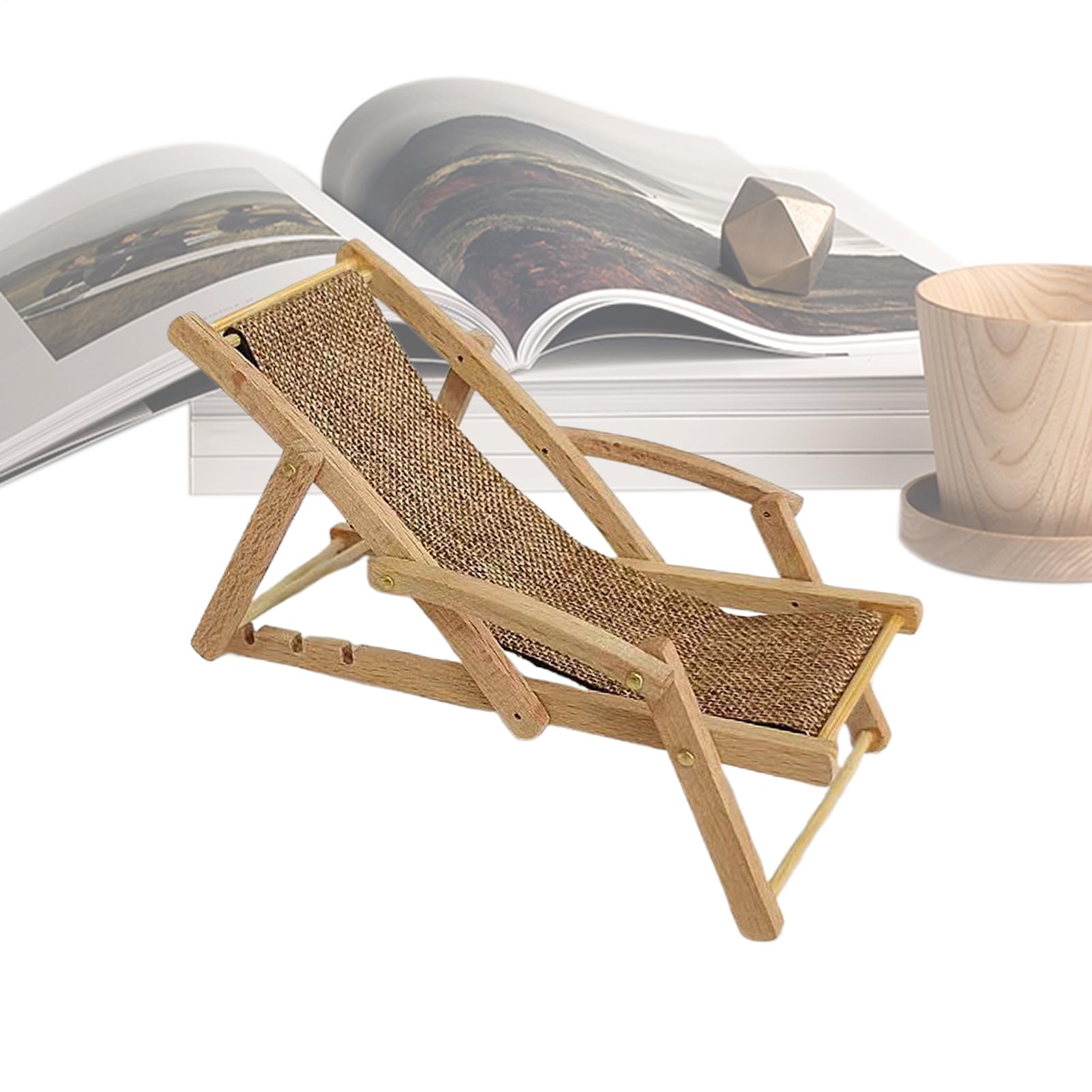 Set De 3 Miniaturas De Playa – Silla De Playa De Madera De 11 Cm, Guitarra Eléctrica Y Colgante De Guitarra Rosa, Decoración Para Casas De Muñecas, Jardines De Hadas Y Soporte Para Móvil