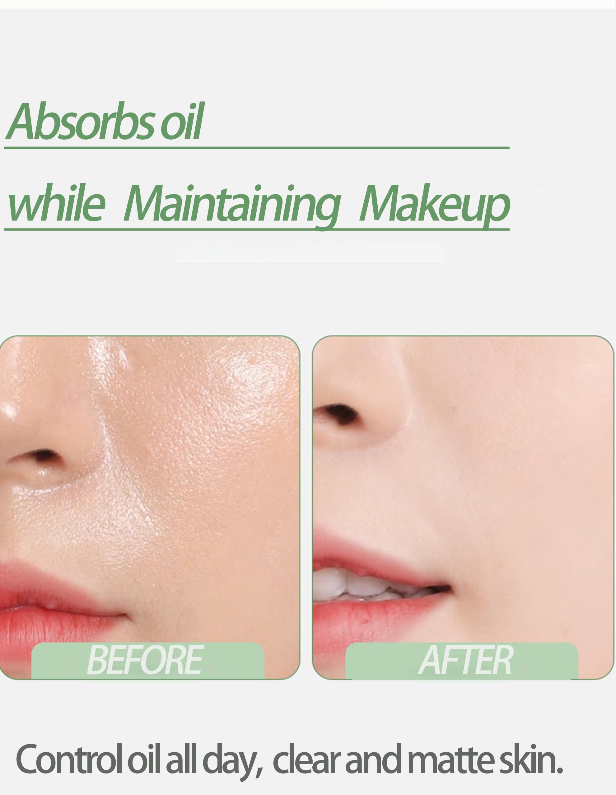 Papel secante de aceite, 300 hojas con espejo, soplo y recambios, absorbe el exceso de aceite facial, controla el brillo, suave para uso de maquillaje, sabor #Gardenia