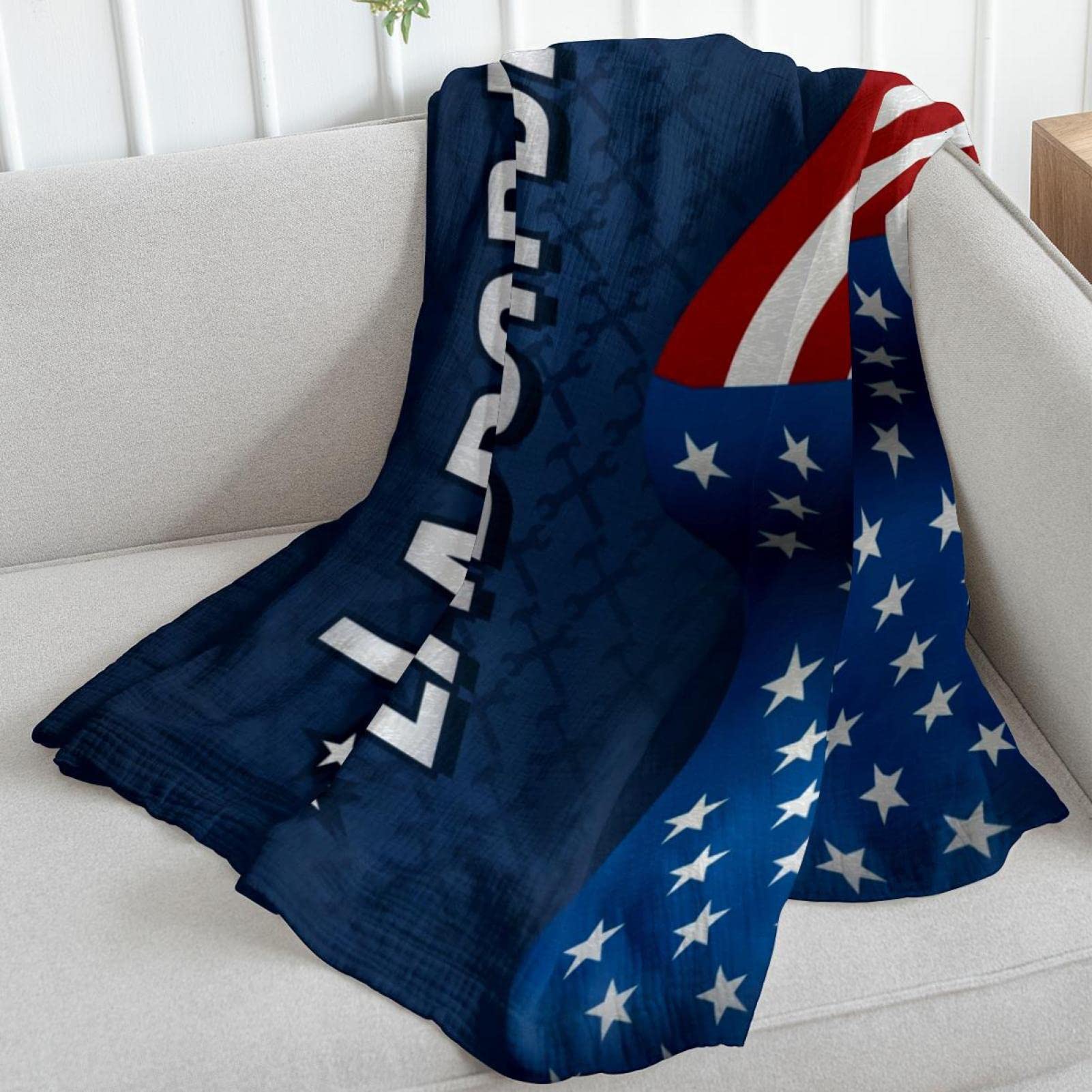 Coperta in pile per divano o letto, motivo: bandiera americana