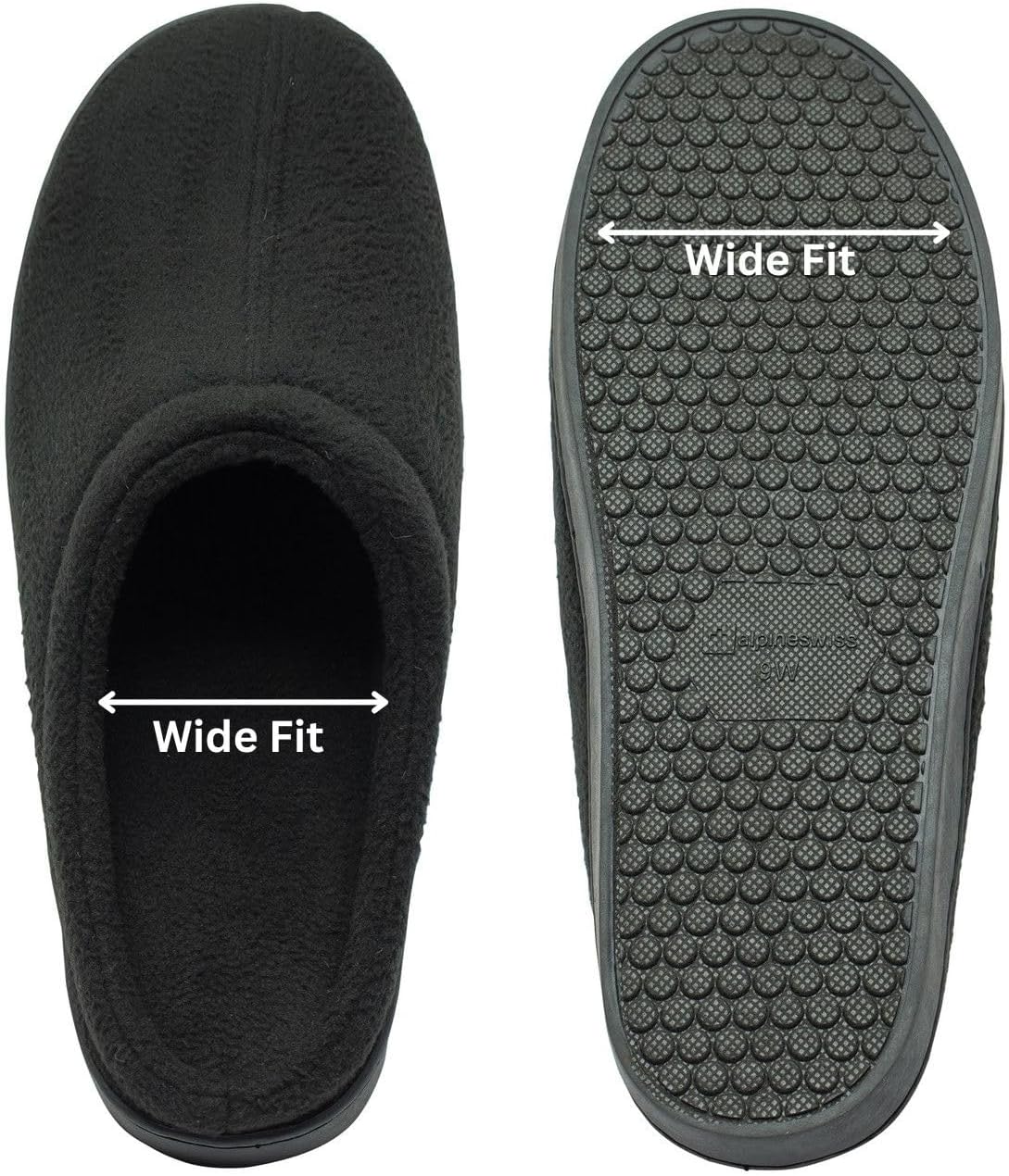 Alpine Swiss Wide Mens Fleece Clog Slippers | Wide Width Slip-On House Shoes with Memory Foam | Cozy Durable Indoor Comfort - Image 2