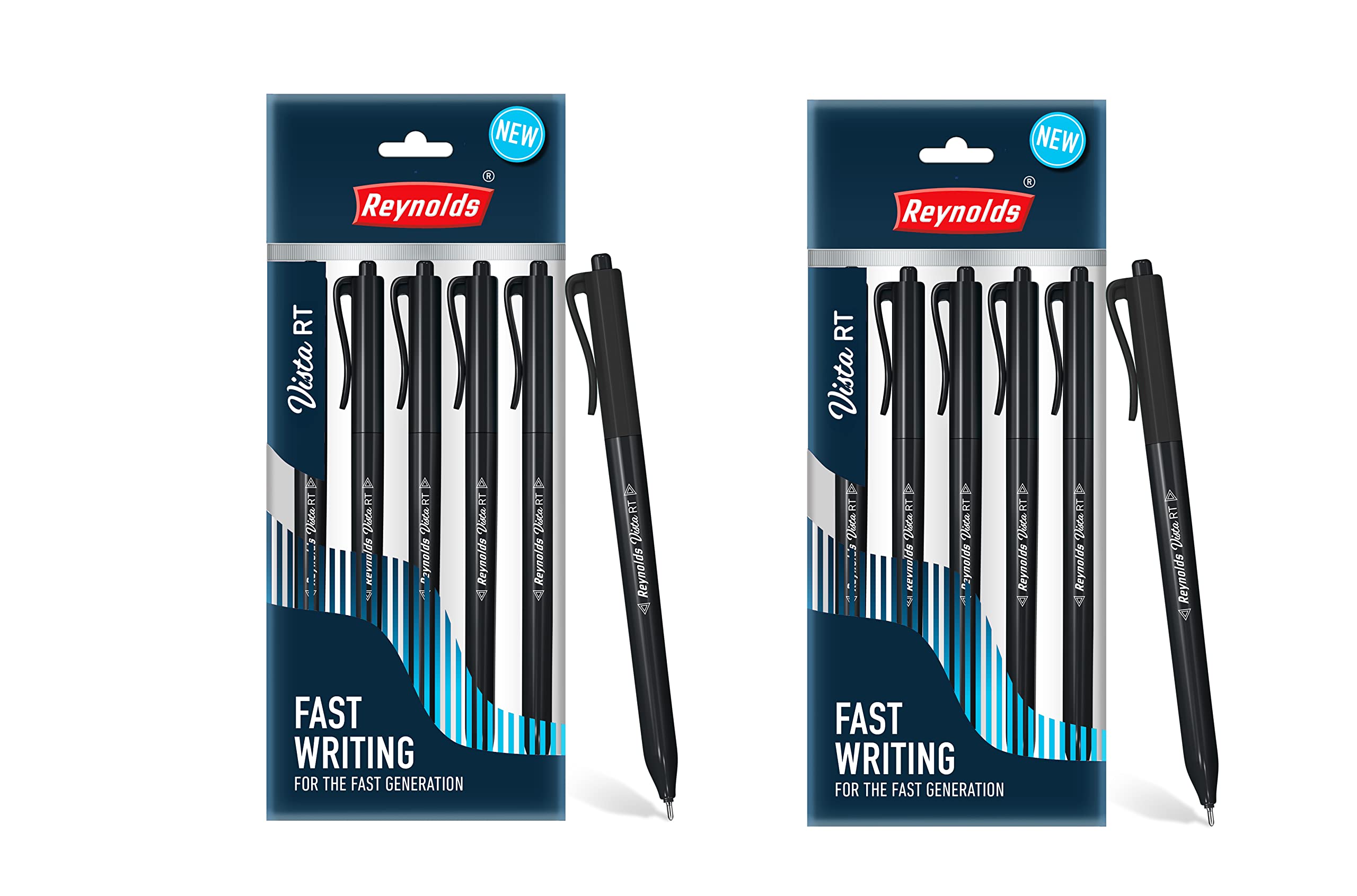 ReynoldsVISTA RT BP - BLACK (Pack of 10) | Lightweight Ball Pen With Comfortable Grip for Extra Smooth Writing I School and Office Stationery