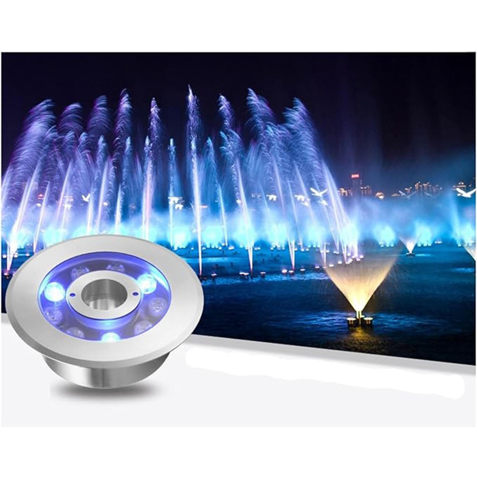 Podwodna lampa LED do fontanny – podwodne światło LED do basenu, 12 V/24 V, IP68, wodoszczelna lampa do stawu, ze stali nierdzewnej, w kształcie pierścienia, do stawów, placów, ogrodów