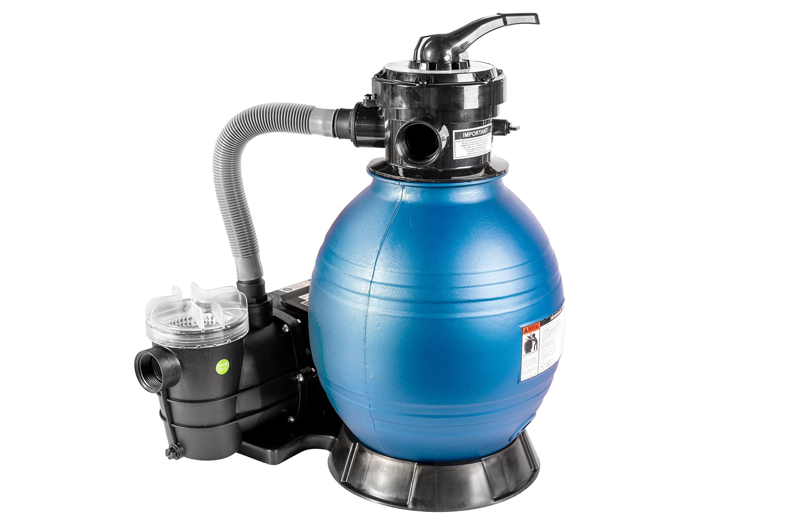HST Poolfilter Sandfilter bis 35.000 Liter mit Leis Profi Poolpumpe 10000 Liter/Std 400 W mit Vorfilter Sandkessel 5-Wegeventil Bodenplatte viel Zubehör Komplettset geeignet für Sand Filterbälle Glas