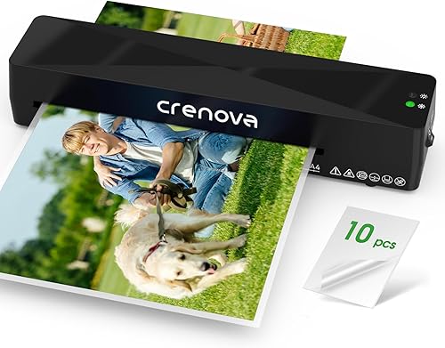 Miniatura 1 de Crenova Laminadora A4 4 en 1 de escritorio personal caliente y frío laminadora térmica de 9 pulgadas con 10 bolsas de laminación para hogar oficina