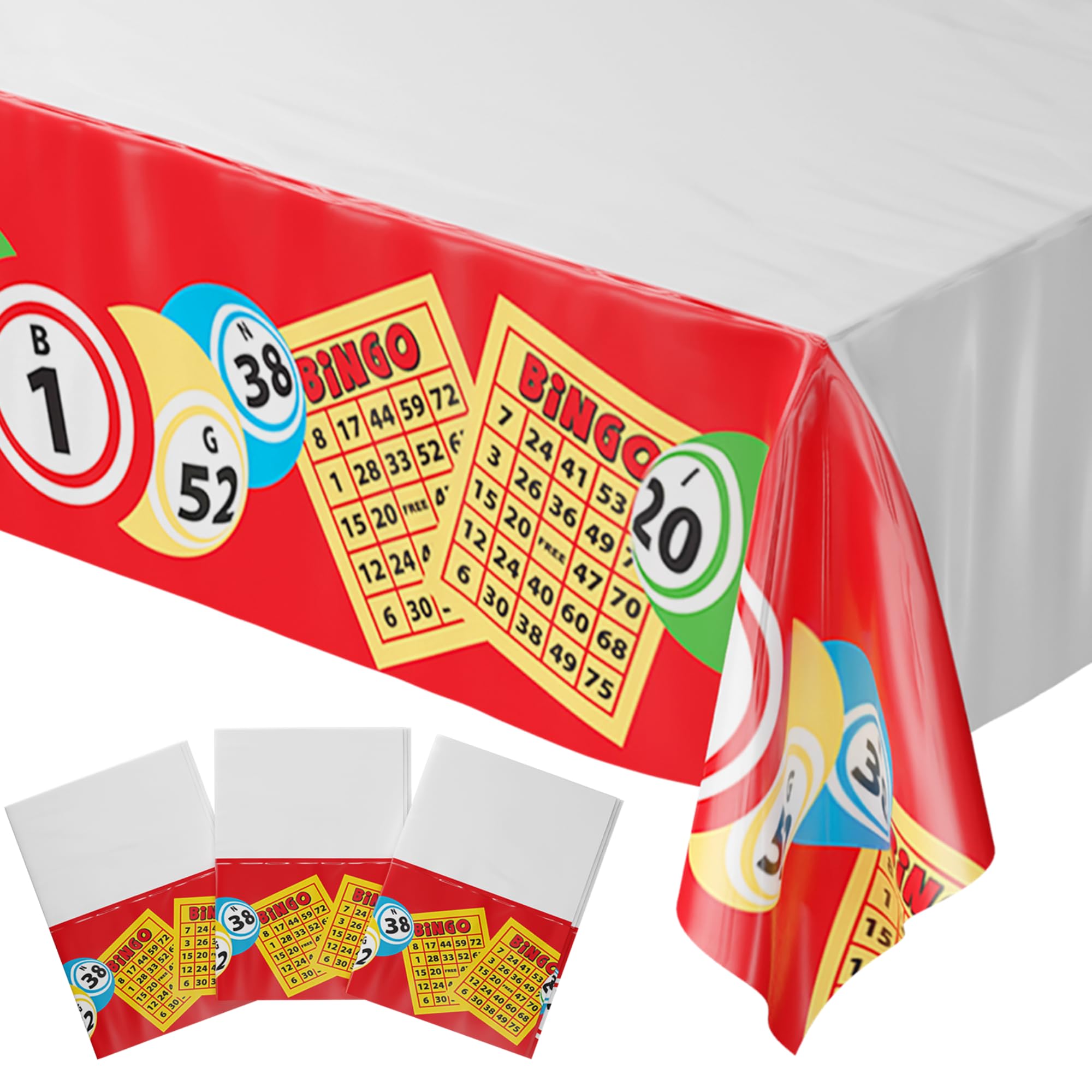 Blue Orchards Bingo Table Covers (Pack of 3) - 54"x108" XL - Bingo Party, Bingo Theme Party Supplies, Bingo Cards Party, Bingo Table Cover, Bingo Tablecloth, Bingo Decorations, Casino Theme Party