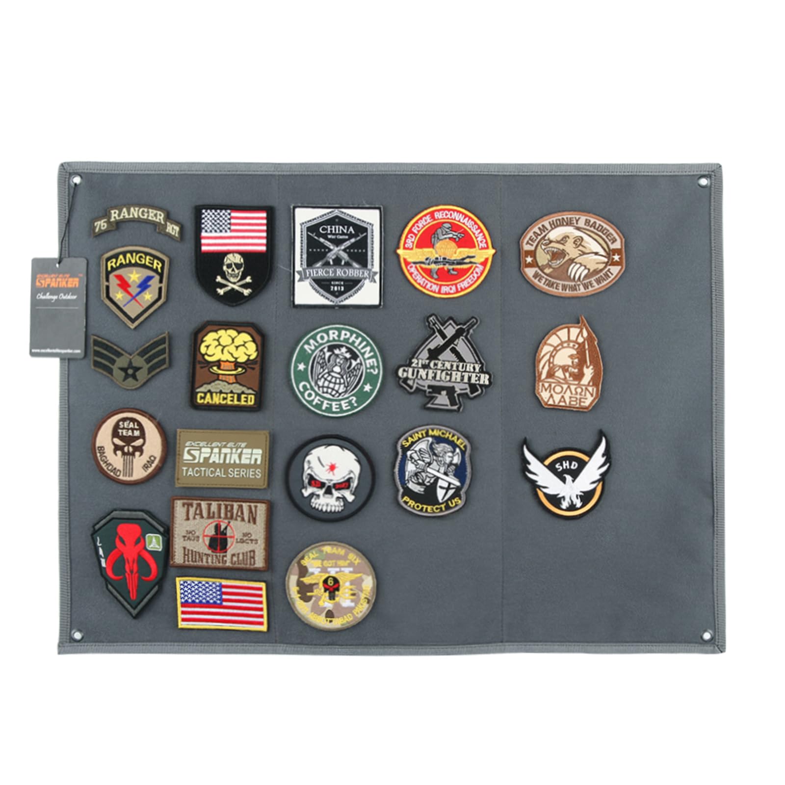 Excellent Elite Spanker Grey Tactical Patchs Display Board Foldable Military Patch Holder Panel (, Medium)