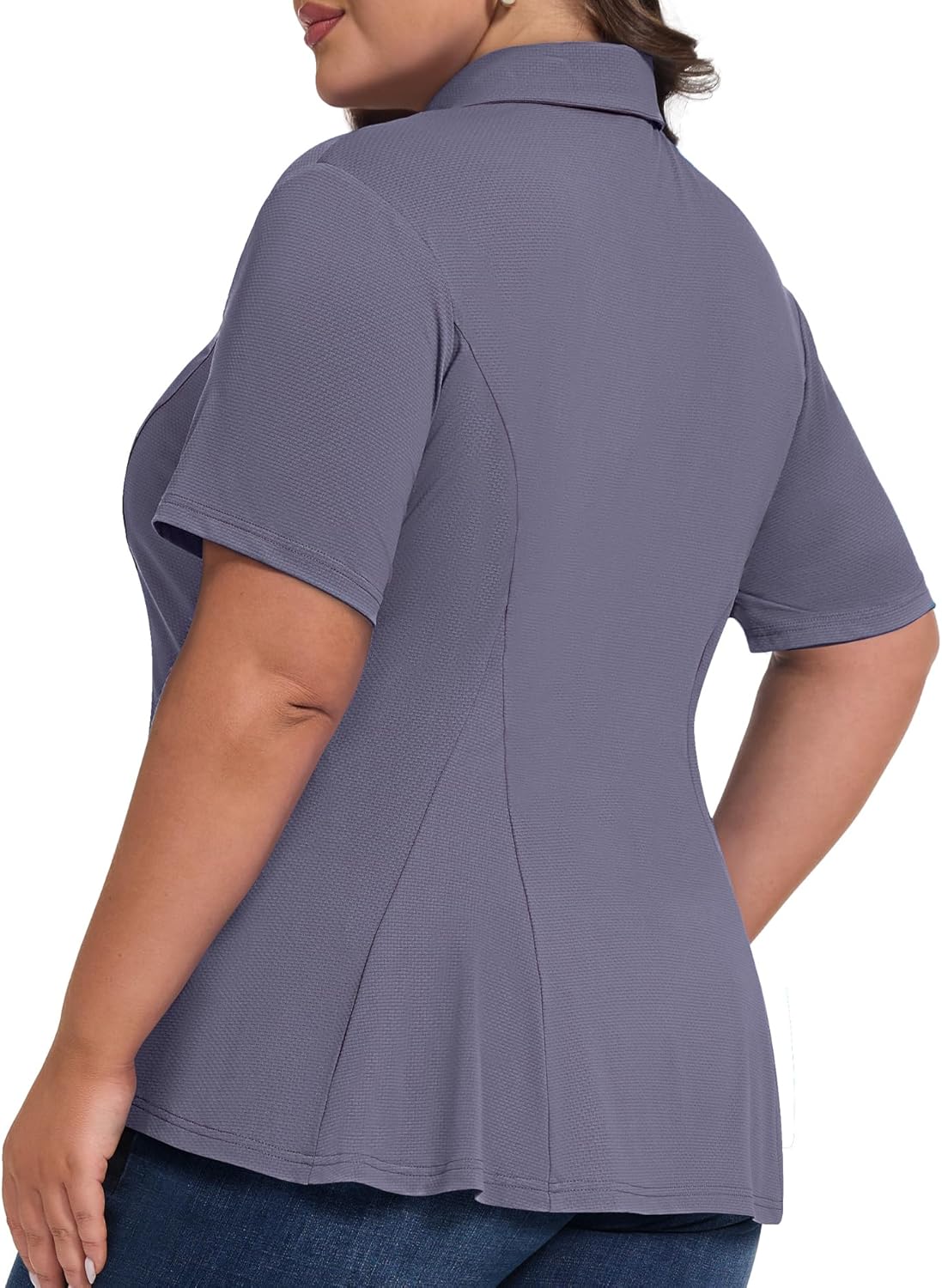 Casei Women's Plus Size Golf Polo Shirt with Sunglasses Holder UPF 50+ Tunic Tops Casual Workout Work Shirts - Image 2