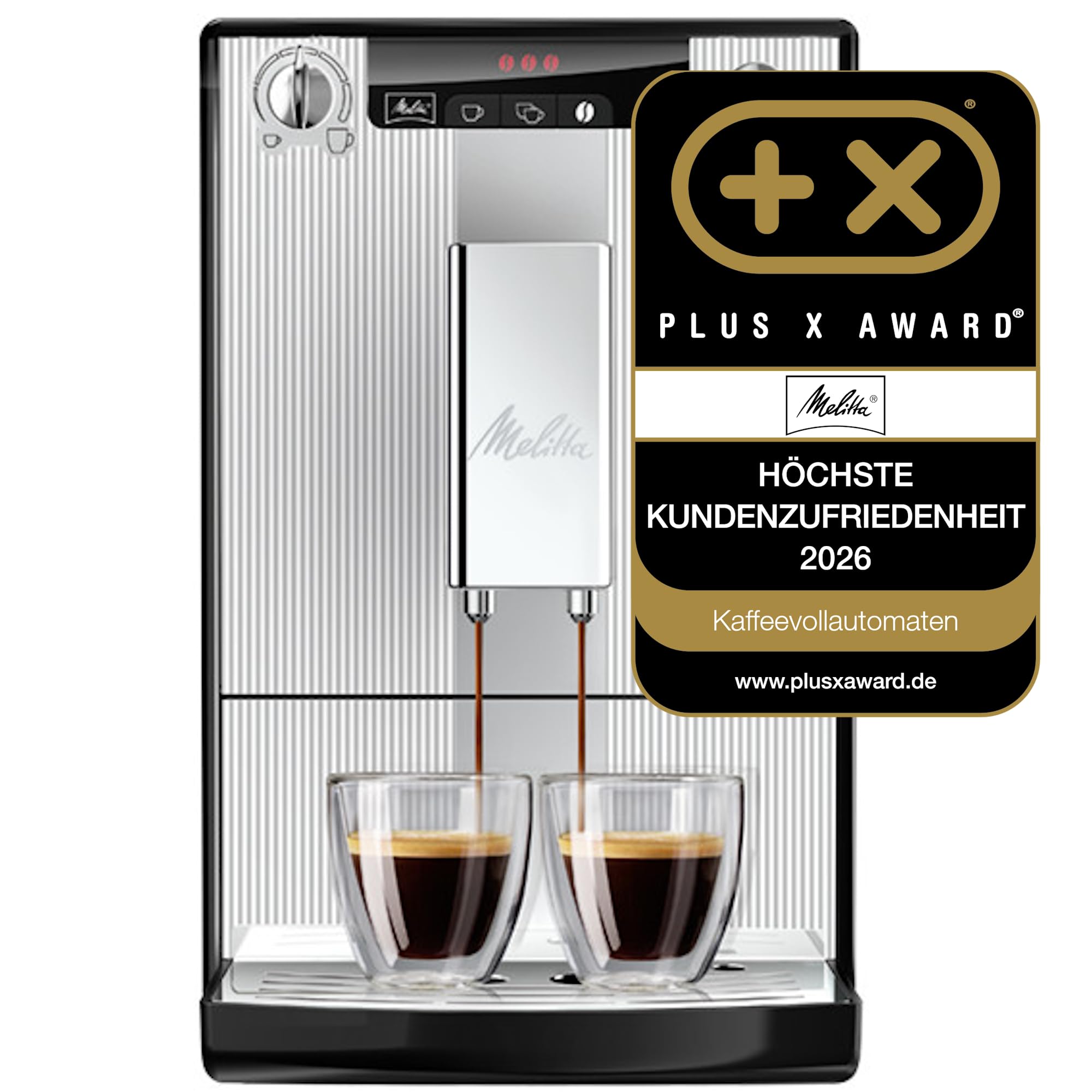 Melitta Solo, Schlanker Kaffeevollautomat mit Vorbrühfunktion, Silver Stripes