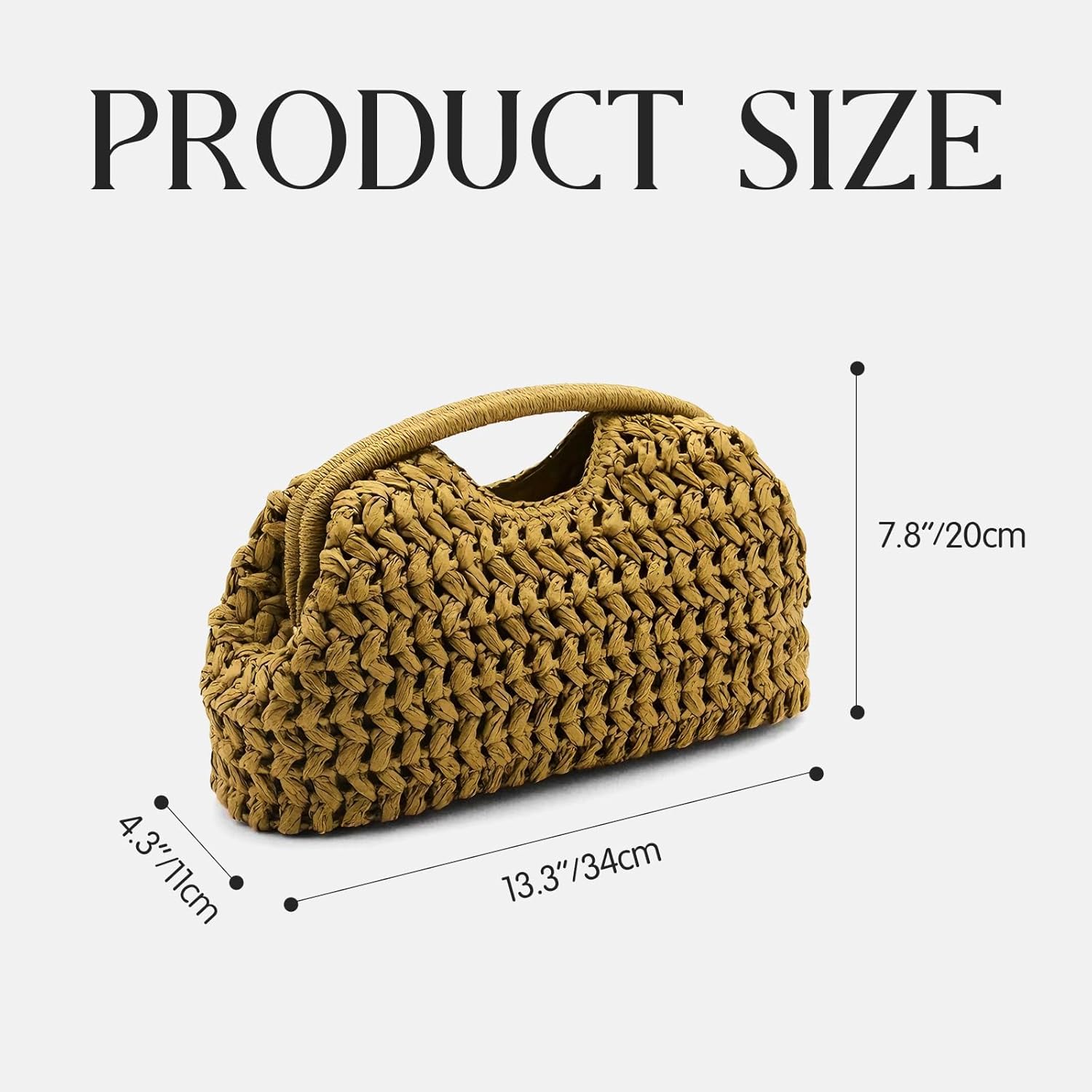 Large Straw Dumpling Clutch Purse for Women,Summer Vacation Beach Hobo Bag,Woven Evening Top Hanlde handbags