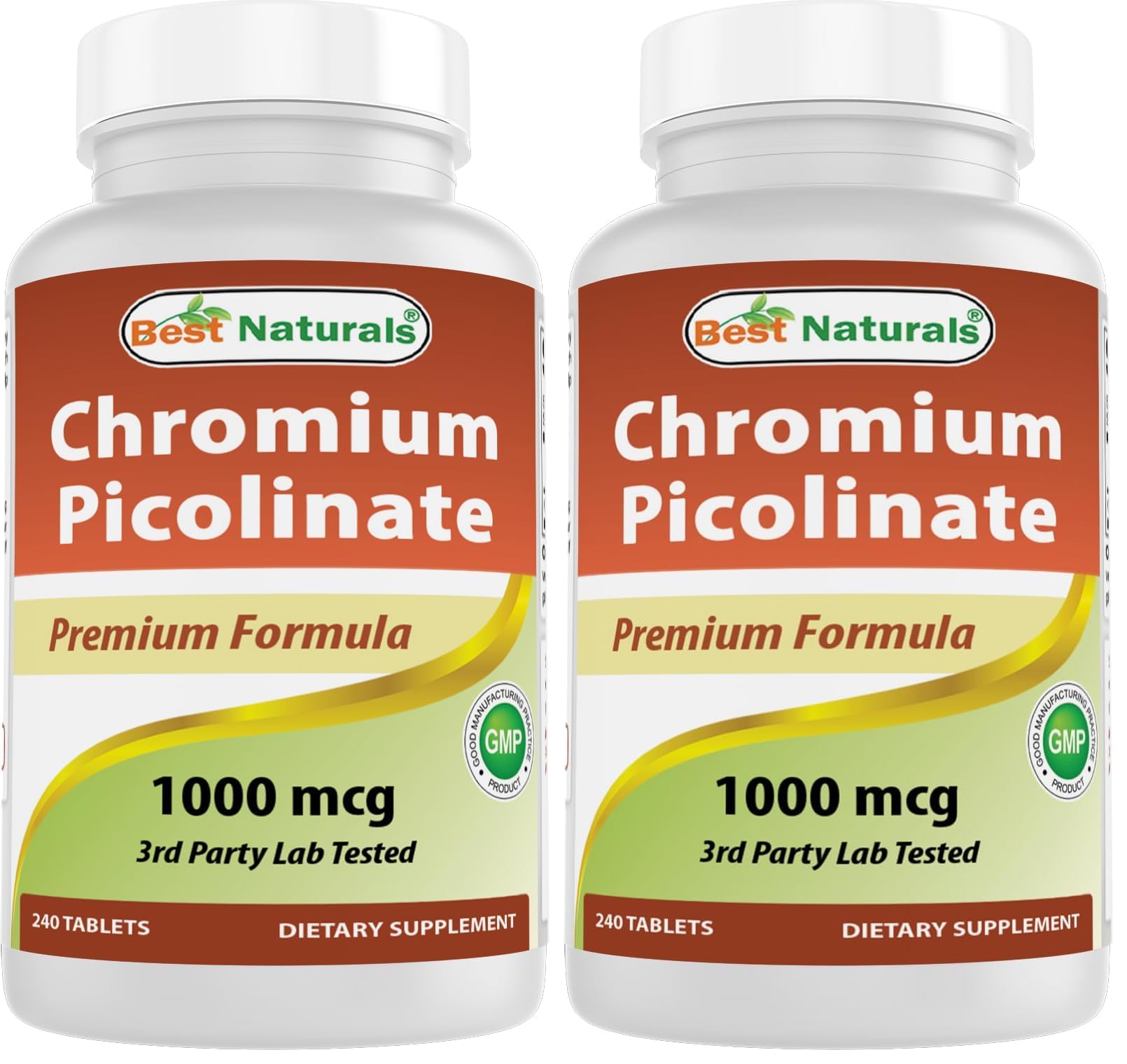 Best Naturals Chromium Picolinate 1000mcg 240 Tablets (Pack of 2) 240 Count (Pack of 2)