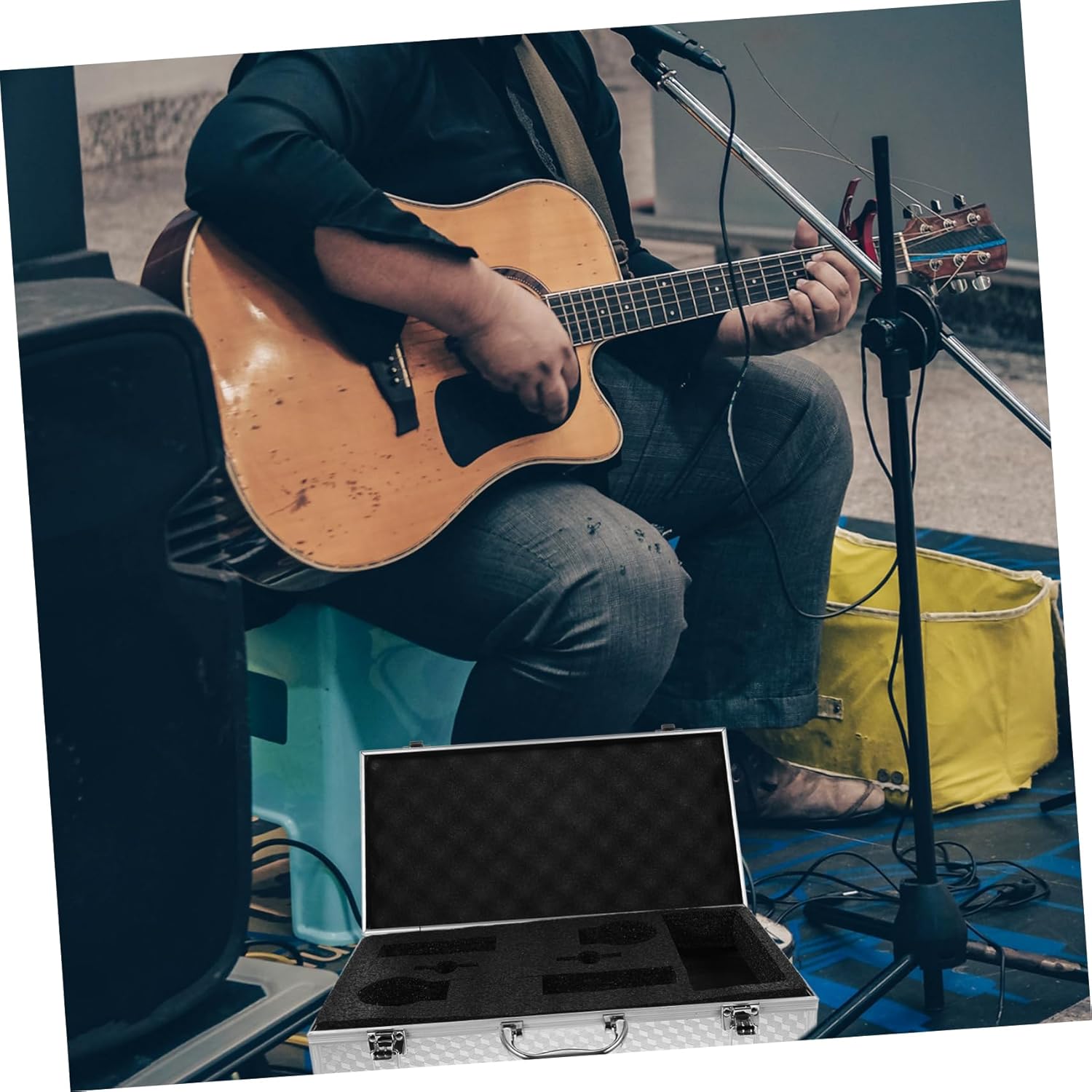 Handheld Microphone Case for Microphones Portable Travel Storage Shock-absorbing Padding Protective Box for Ktv and Events