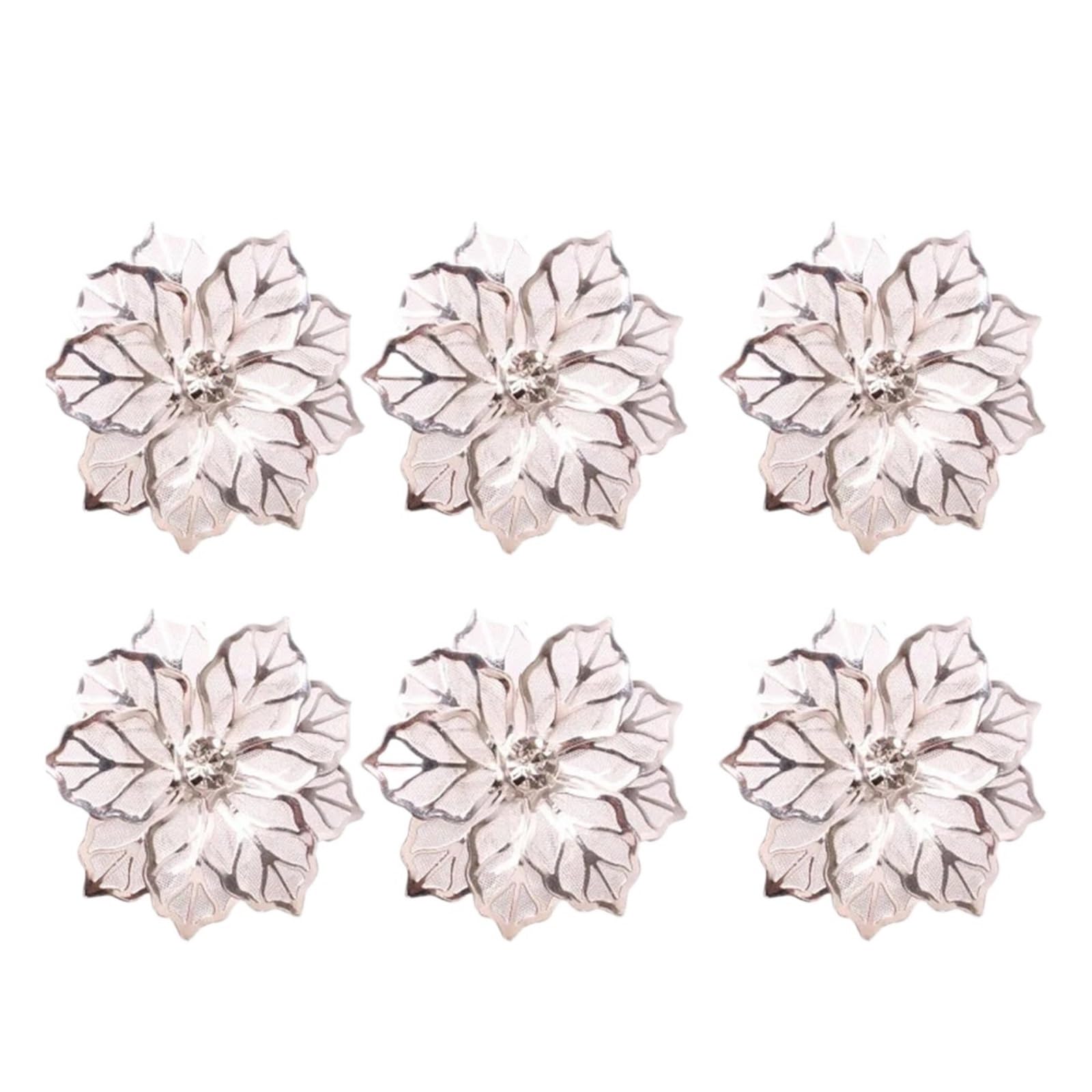 napkin rings Leaf Napkin Rings Buckle Holder for Christmas Thanksgiving Wedding Dinnig Table Decoration(Leaf silver 6pcs)