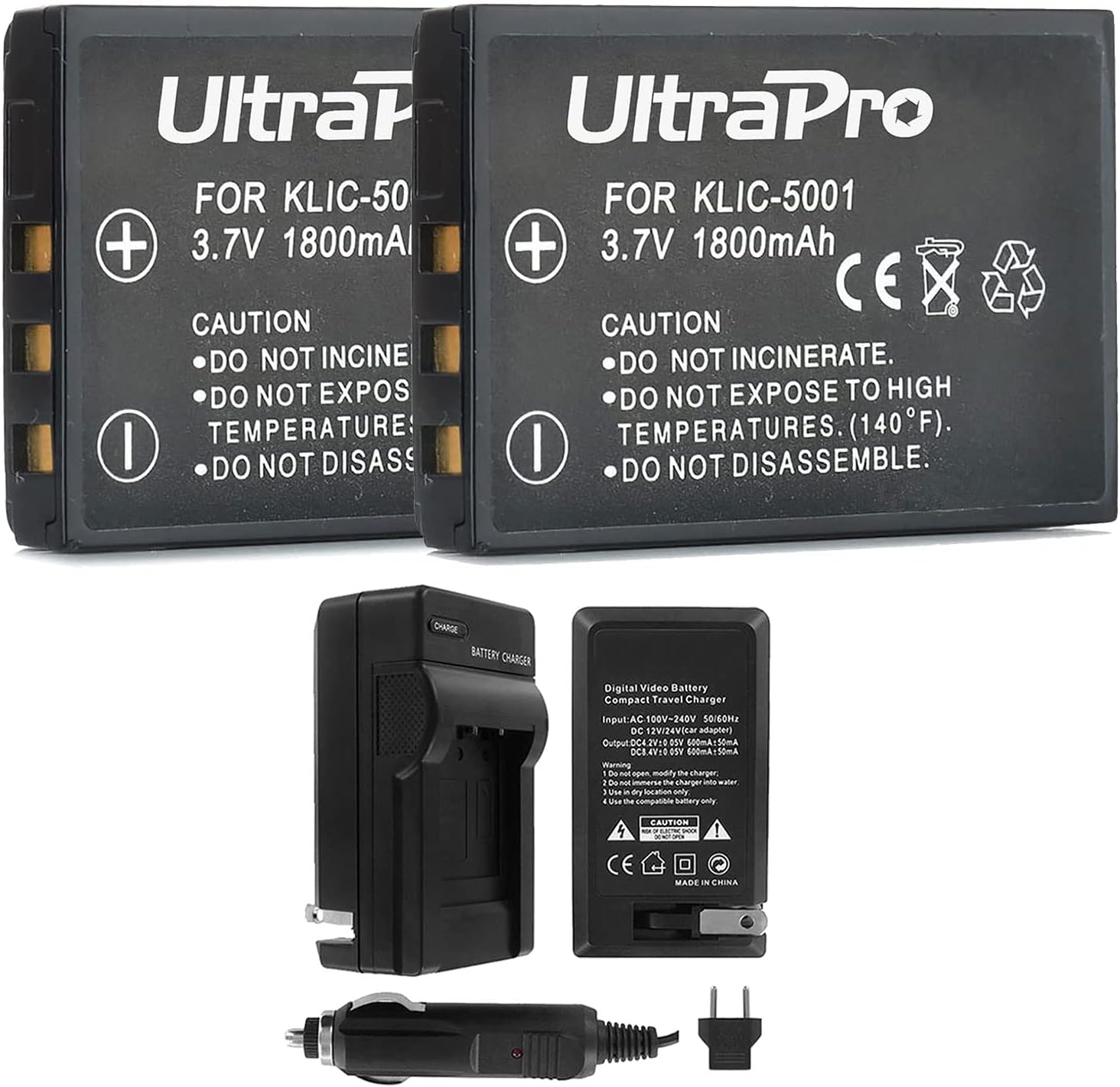 بسته نرم افزاری KLIC-5001 باتری 2 بسته با شارژر مسافرتی سریع و کیت لوازم جانبی UltraPro برای دوربین های Kodak انتخاب از جمله EasyShare P850 ، P880 ، DX6490 و DX7440