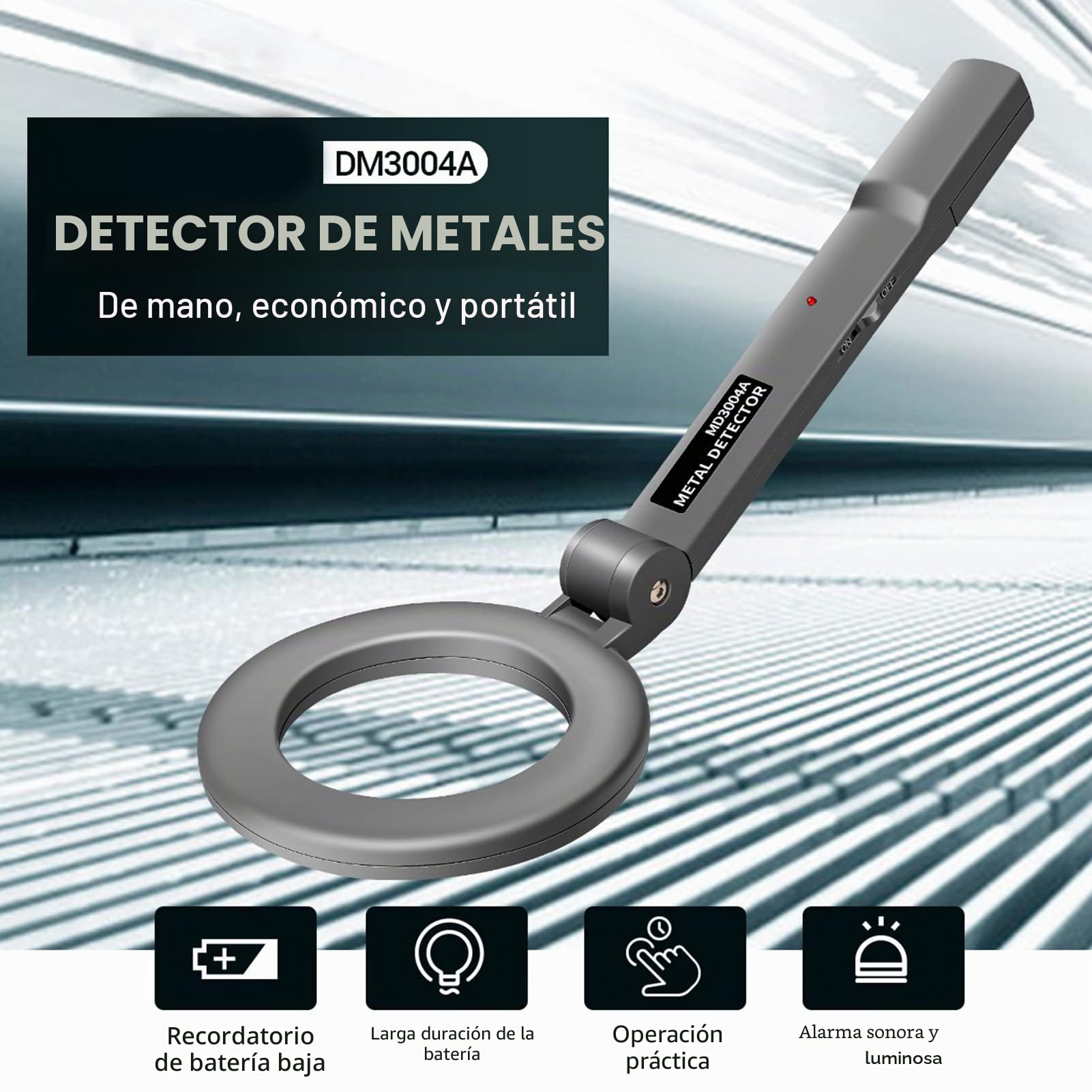 BuyWeek Detector de Metales Detector Portátil Pinpointer, DM3004A de Mano Sensibilidad Ajustable para Buceo Lecho Marino