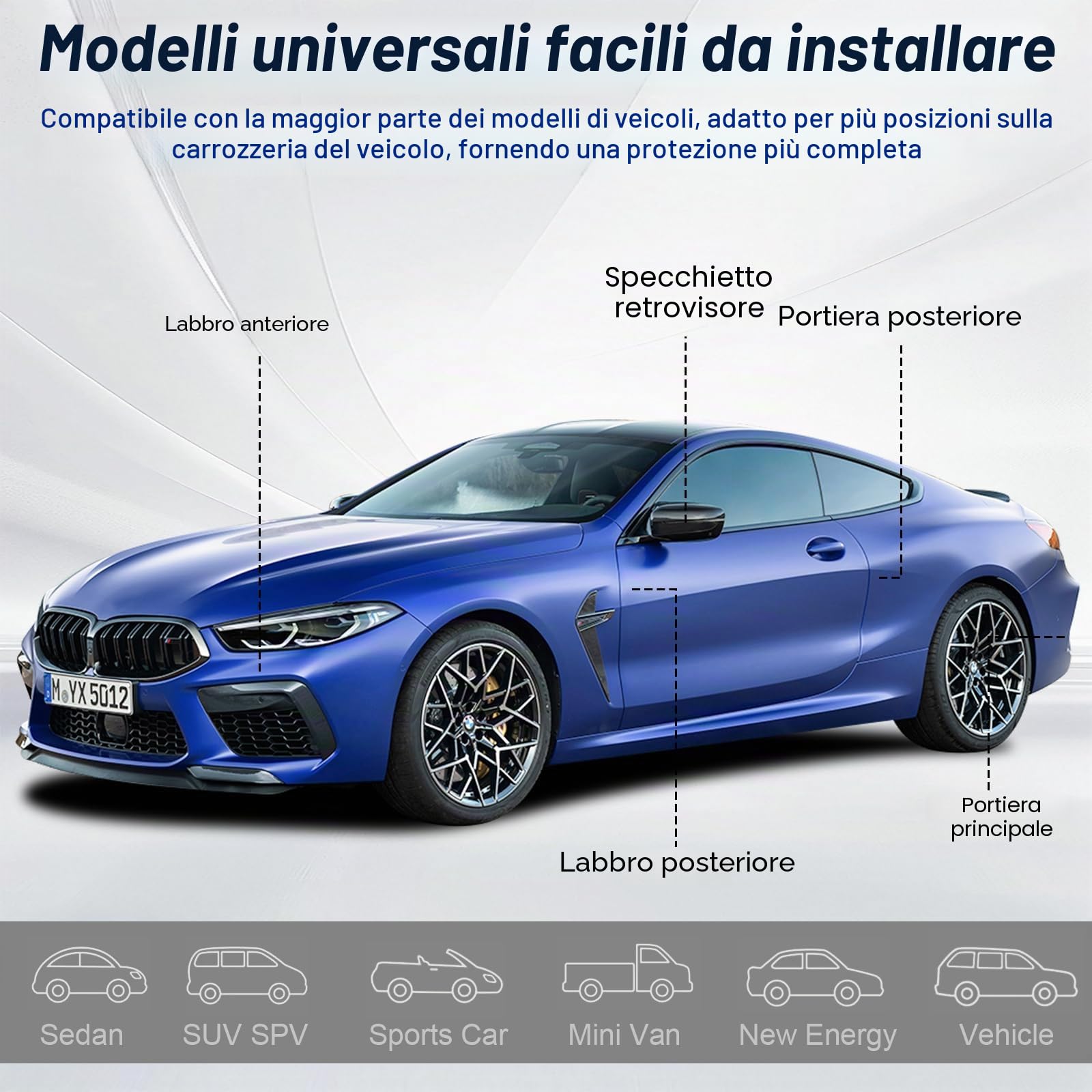 10 Pezzi Paracolpi Auto, Paraurti Anteriore Protezione Paraurti Auto Profili In Gomma Adesivi Per Carrozzeria Auto Protezione Paraurti Posteriore，Nero (2 Taglie)