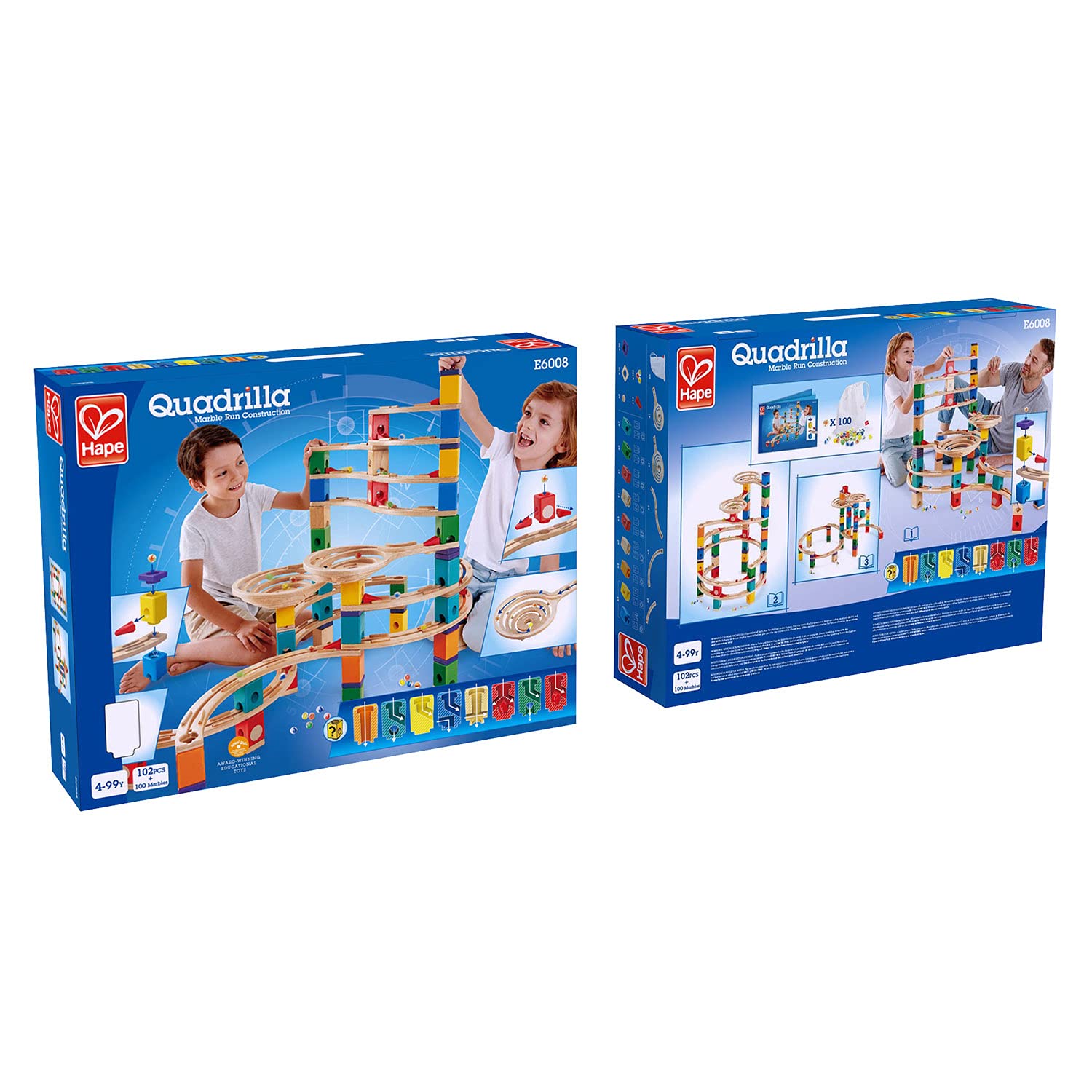 Hape Wooden Quadrilla Marble Run Challenger Construction With