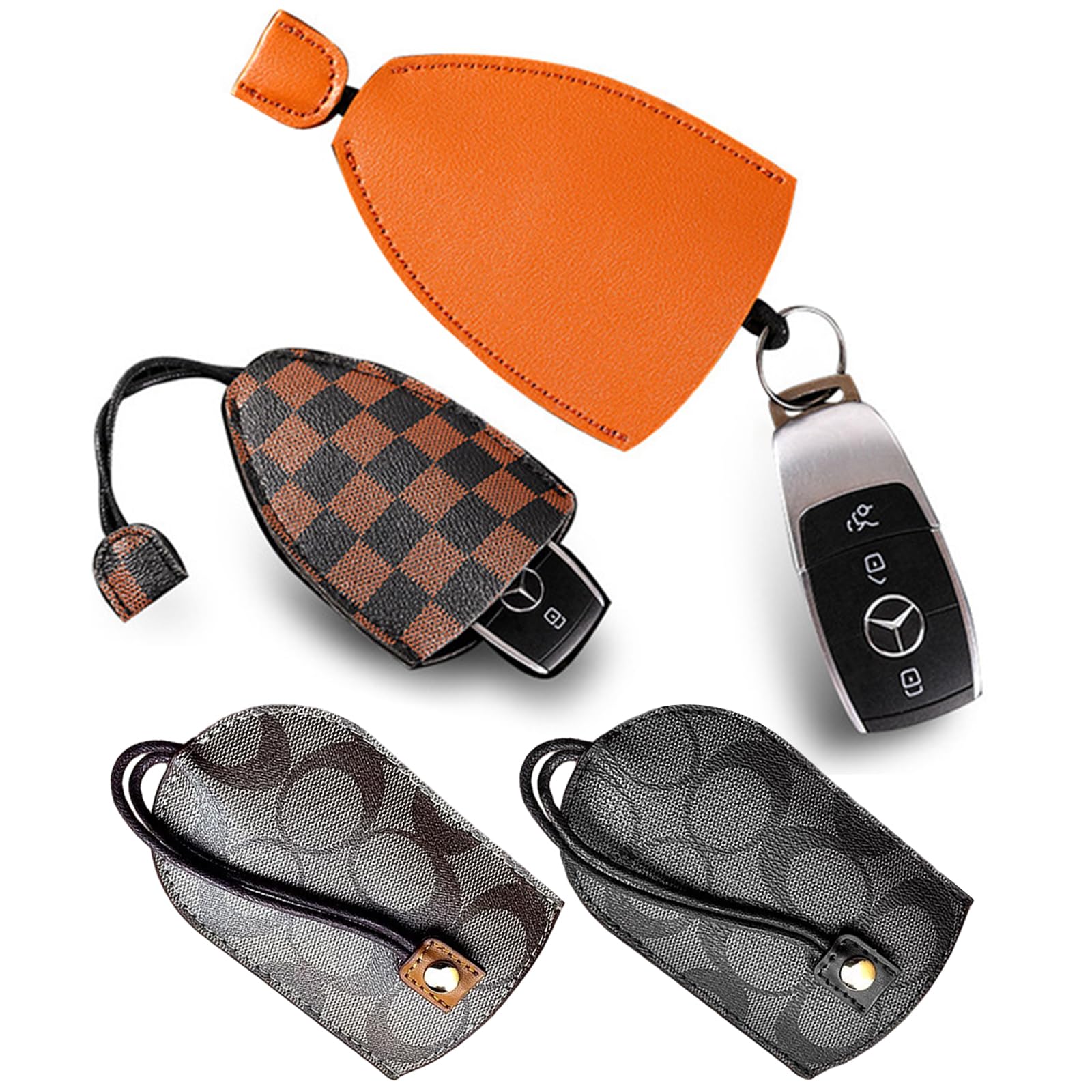 WideSmart4 PCS Key Covers,Creative Pull Type Key Cover Pull out Key Sleeve PU Leather Key Wallets Housekeepers Car Key Holder Case Large Capacity Car Key Sleeve Car Key Case for Men Women
