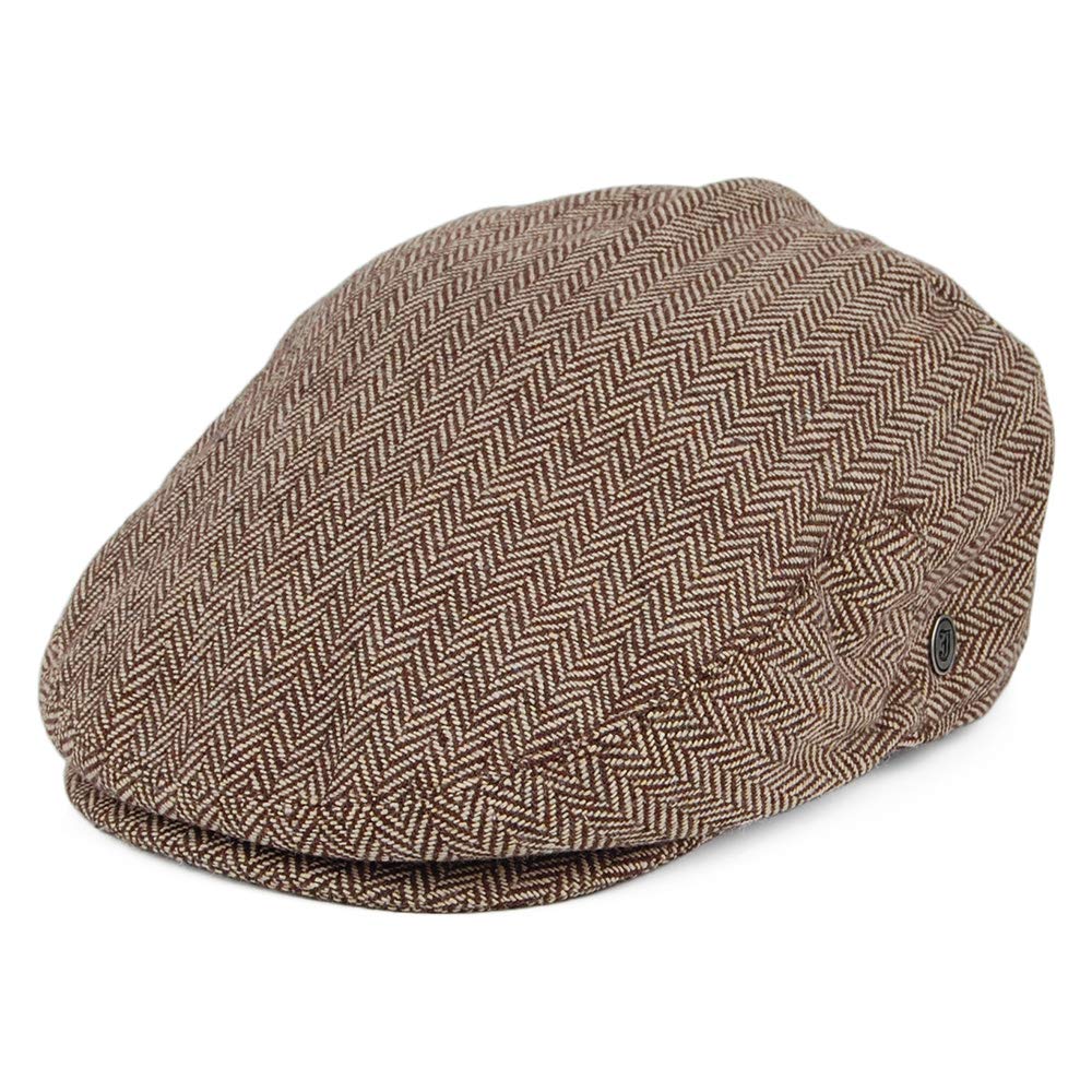 Jaxon & James Herringbone Flat Cap - Dark Brown - Medium