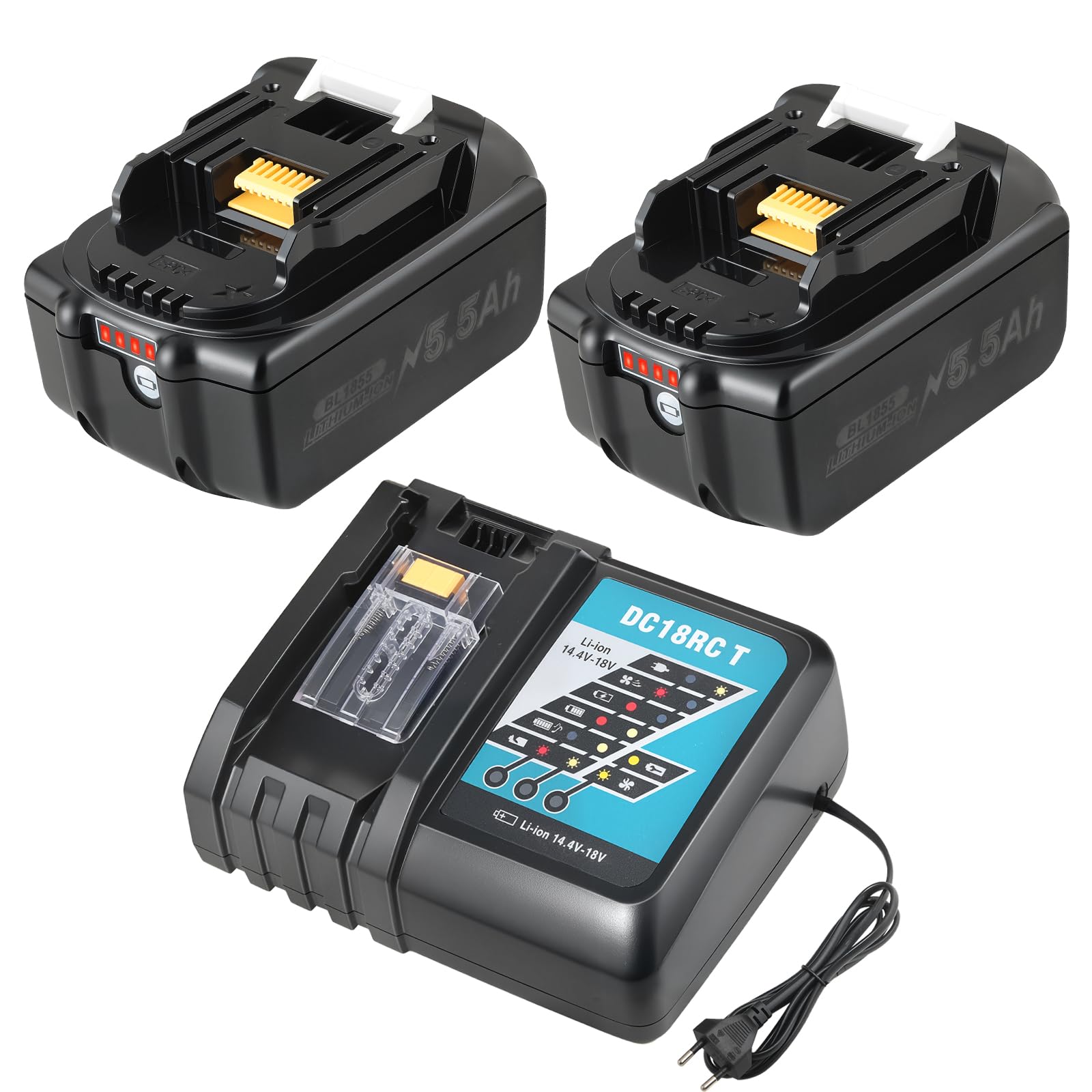 5.5Ah Batería para Makita 18V 2X Baterías + 1x Cargador