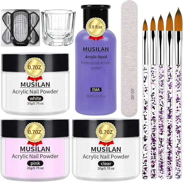 Professional Acrylic Nail Set with Powder, Liquid & Tools - Complete Nail Art Kit