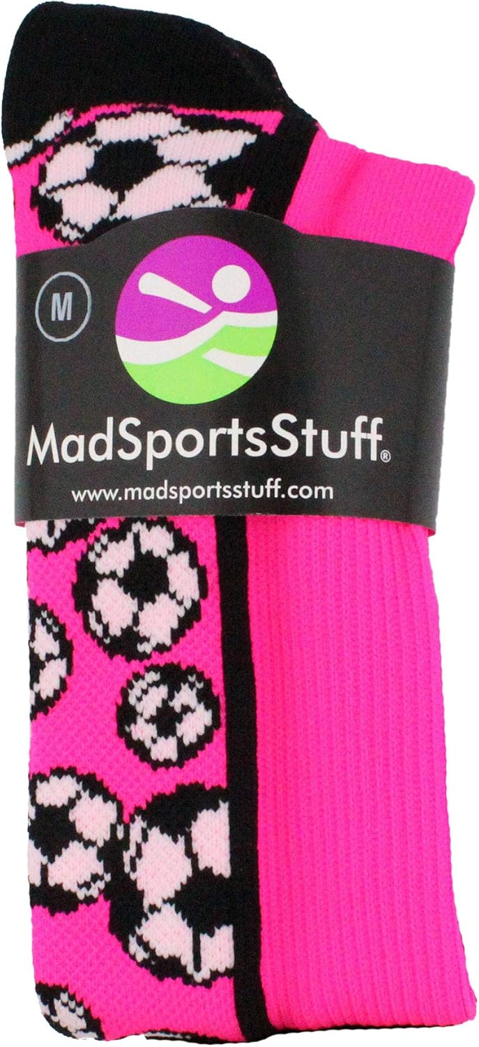 MadSportsStuff Crazy Soccer Socks with Soccer Balls for Girls and Boys Youth Kids Over the Calf Gift Accessories - Image 2