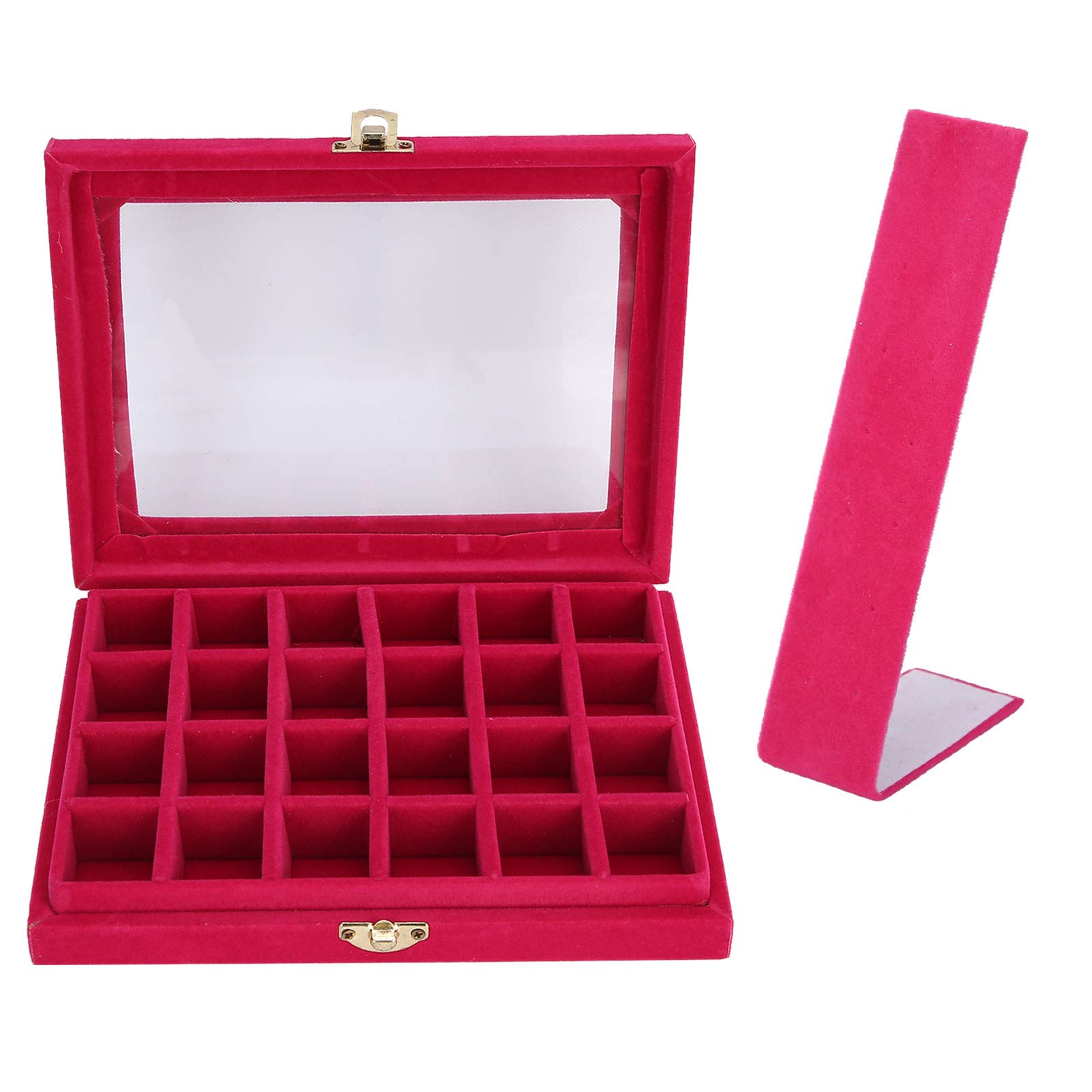 Uoxhfdh Women's Red Jewelry Storage Case, Jewellery Box,24 Grids Box Earring Ring(Red)