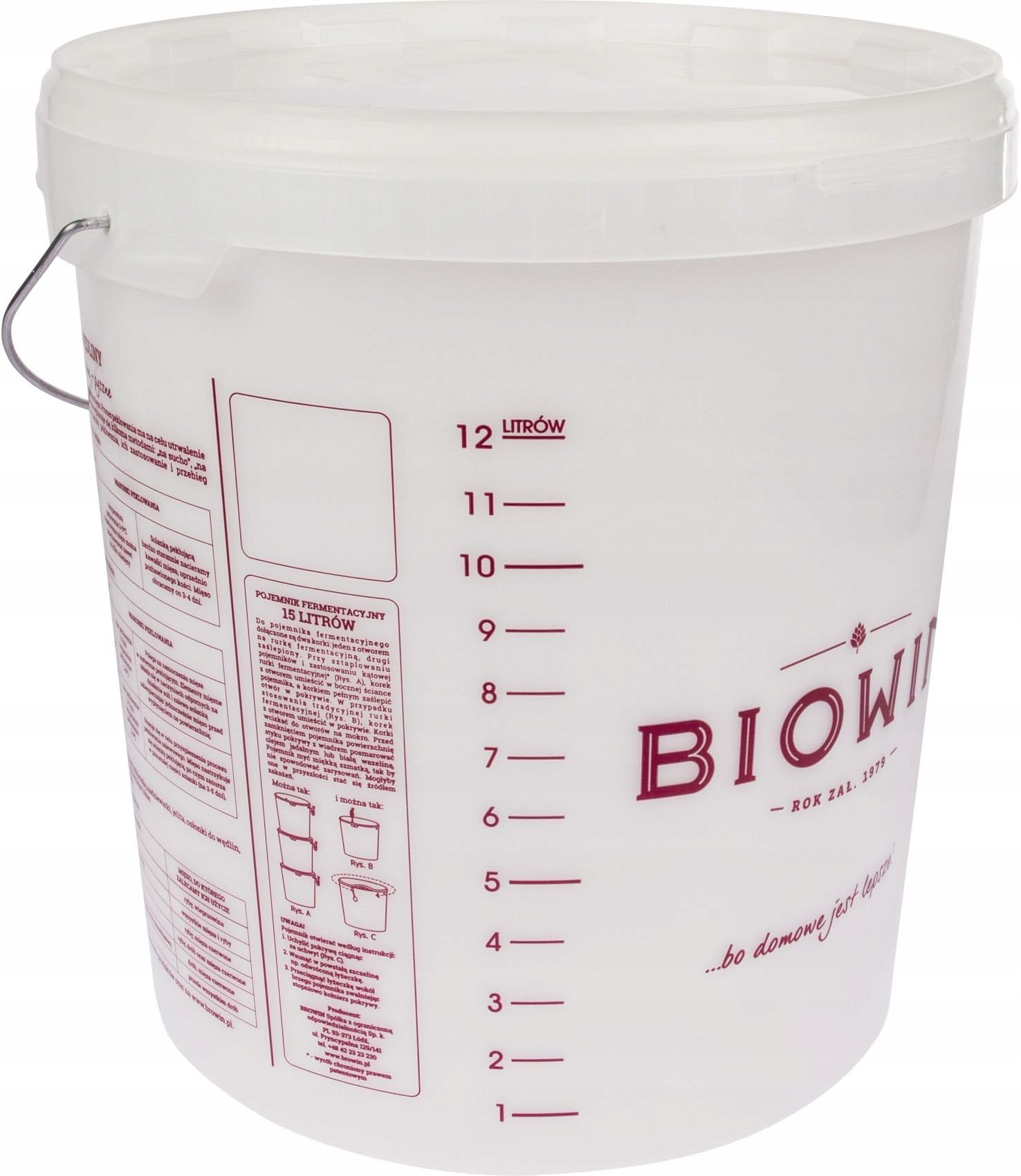 15L with Lid - Plastic Bucket for Fermentation | Fermentor | Fermentation tank | Plastic container