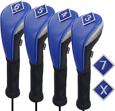 Andux PU Golf Hybrid Club Head Covers with Dial No. Tag Long Neck 4pcs/Set CTMT-04