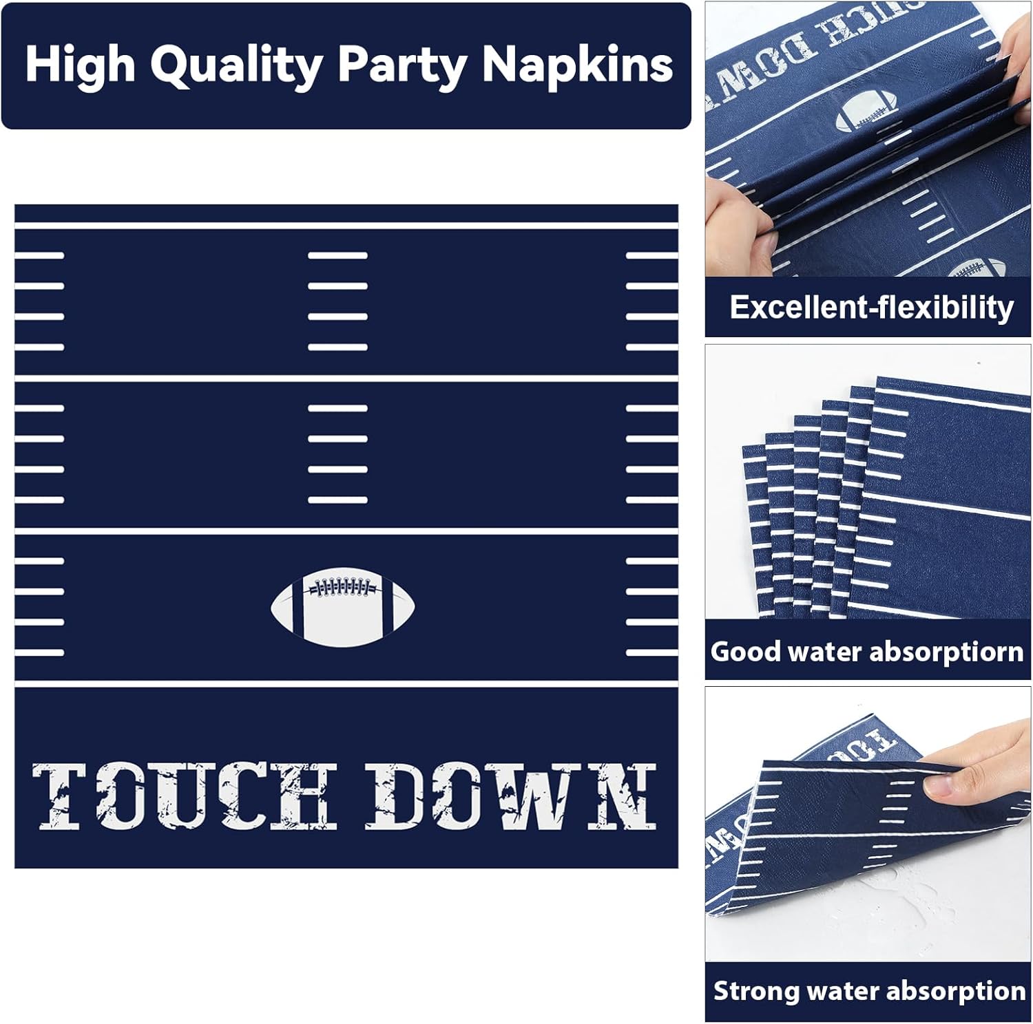 Football Oval Paper Plates Cowboys Party Plates and Napkins Football Party Decorations Game Time Theme Birthday Supplies 11inch Touchdown Dish Tray Dinnerware for Football Game Celebration, 25 Guest - Image 5