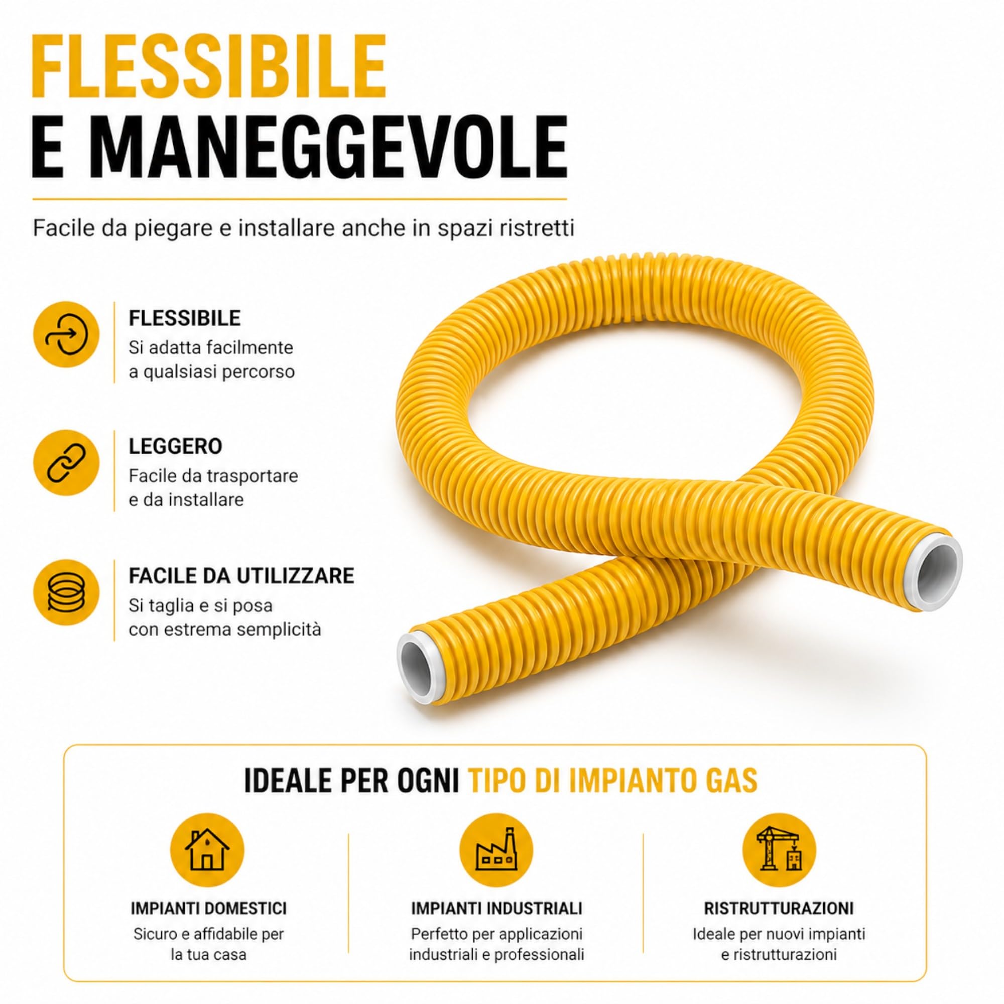 Tubo Multistrato Gas PE-Xb/AL/PE-Xb Certificato UNI/TS 11344, Rotolo 25m 50m 100m Ø16 Ø20 mm per Impianti Gas Metano GPL Interni, Alta Resistenza e Flessibilità (20mm, 25MT)