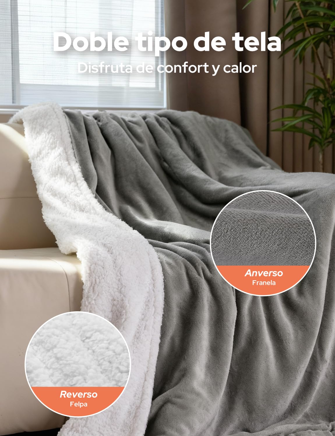 Manta Eléctrica 160x130cm Manta Calefactable 10 Temperaturas 9 Horas Configuraciones de Temporizador Calentamiento Rápido Lavable a Máquina Apagado Automático para Hogar Oficina Gris Claro