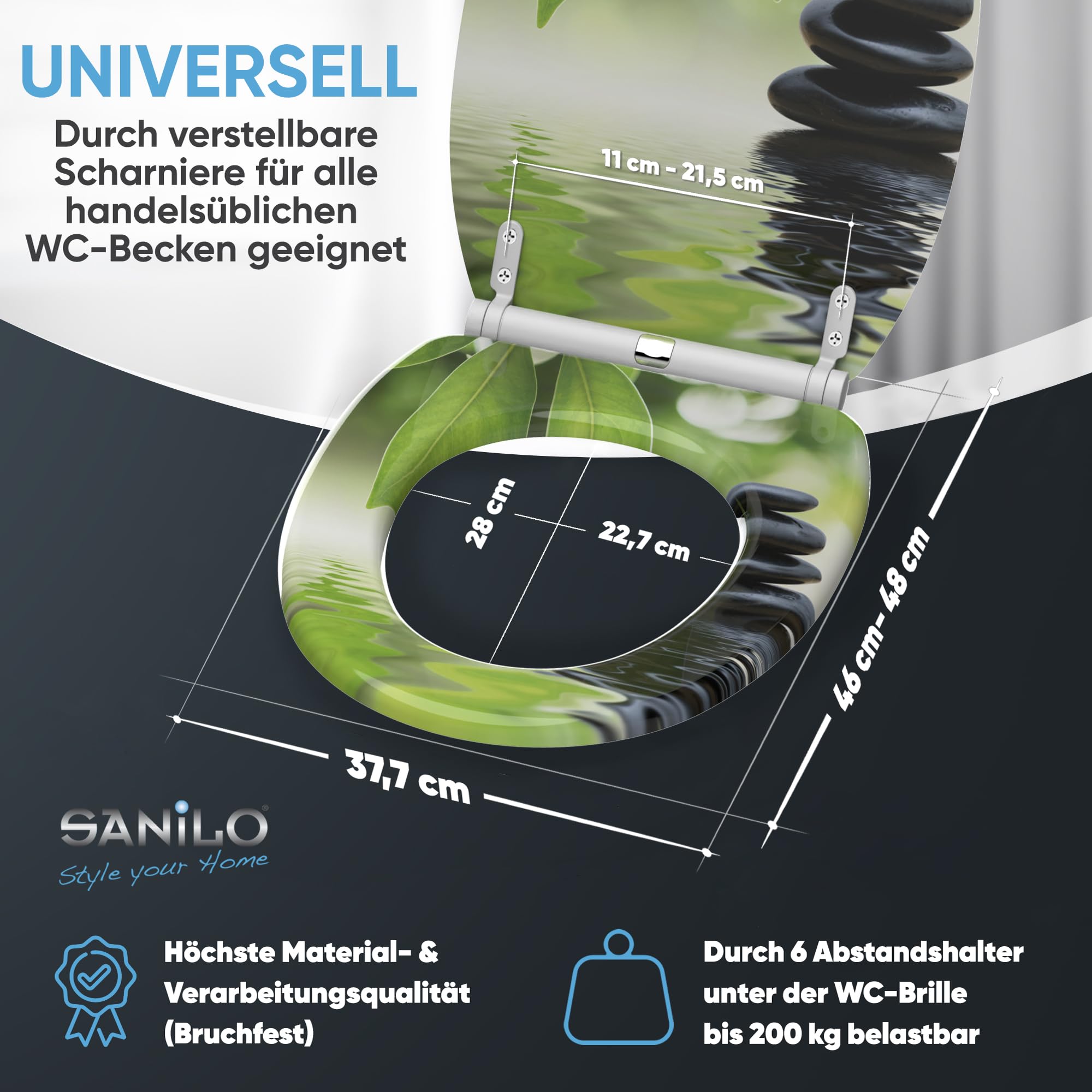 Sanilo WC Sitz mit Absenkautomatik & Quick-Release aus Holz, Harmony