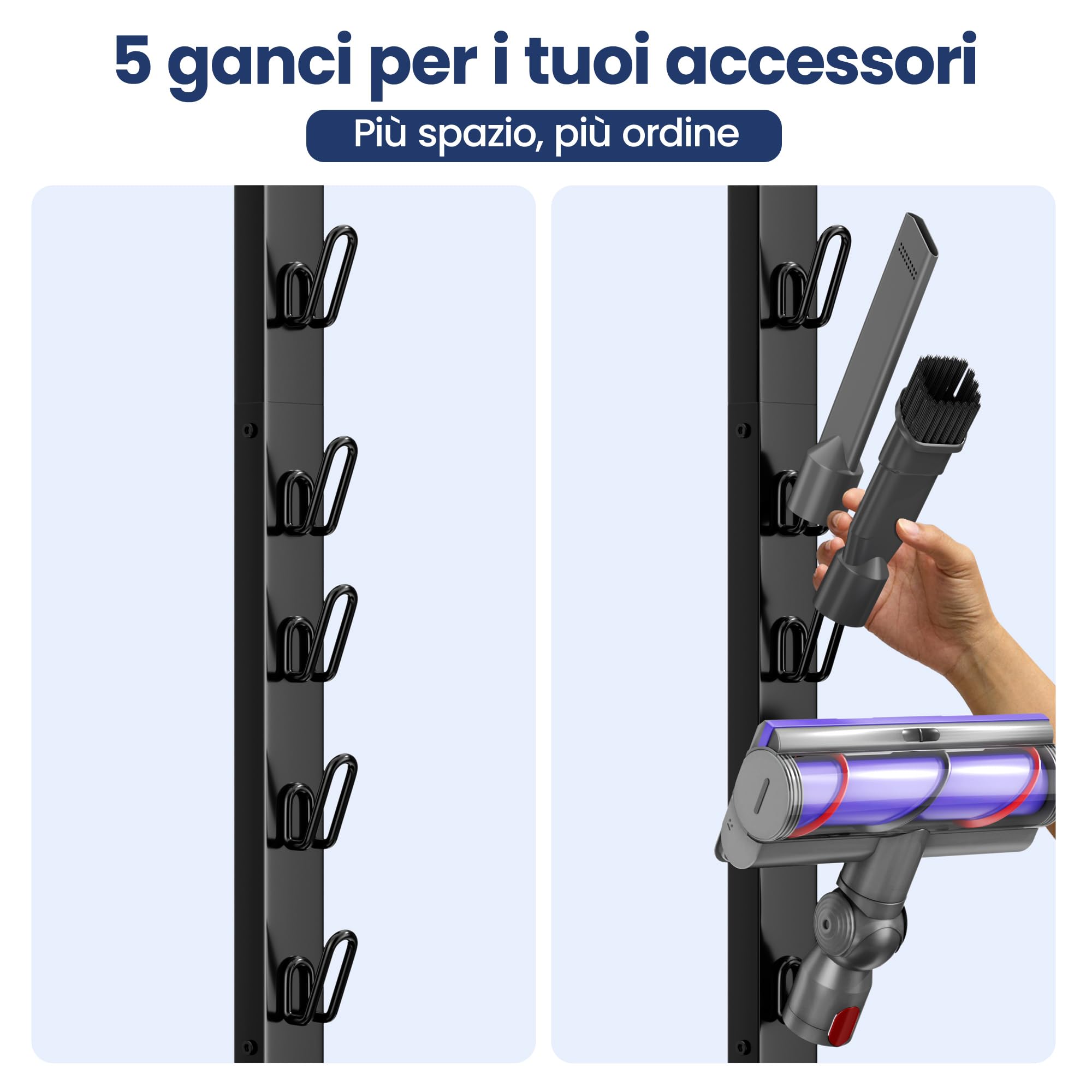 pickpiff Supporto per Aspirapolvere Dyson – Compatibile con V15, V12, V11, V10, V8, V7, V6 – Stazione Autoportante con Porta Accessori – Salvaspazio e Senza Foratura